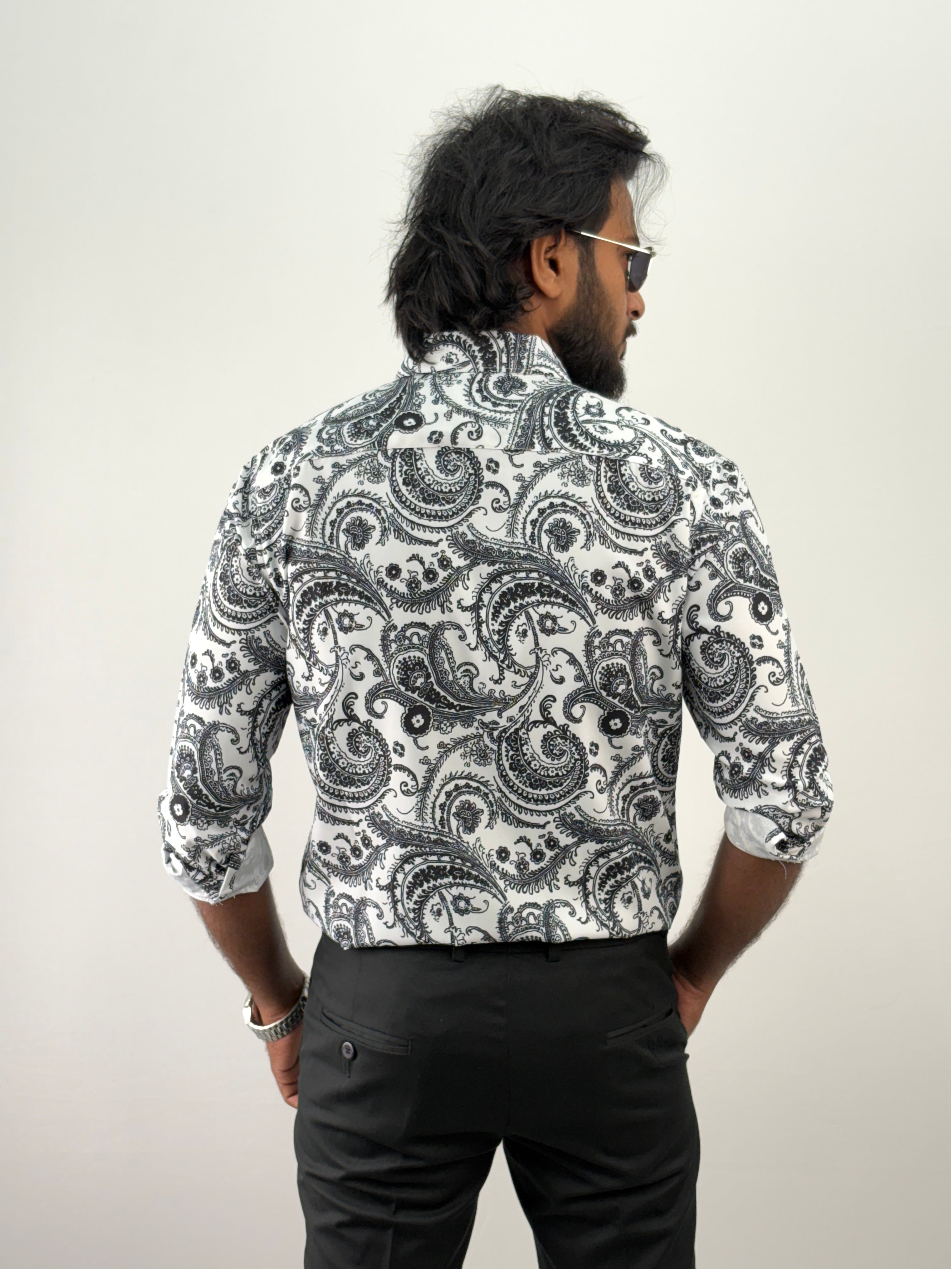 White Viscose Printed Shirt