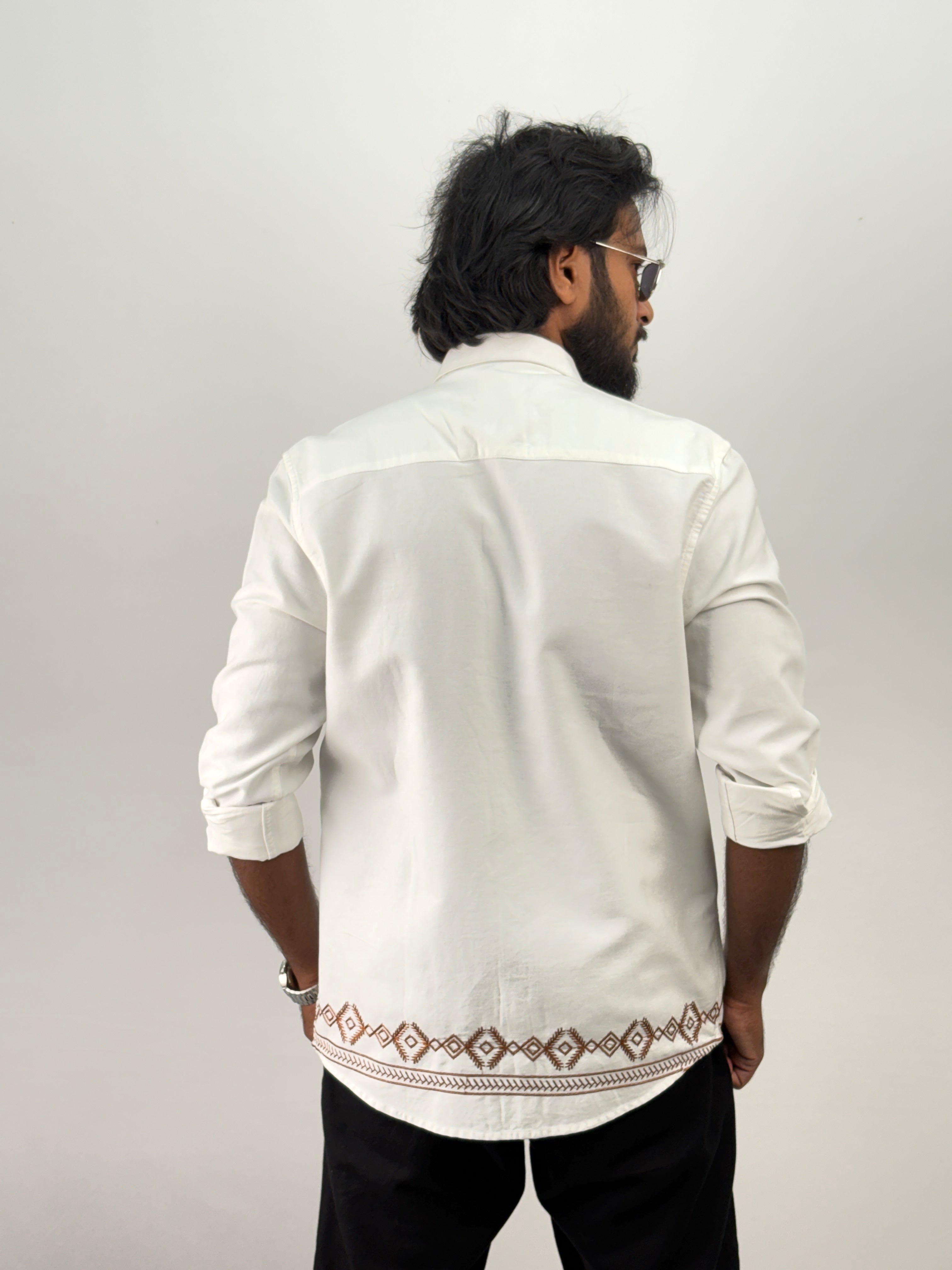 White Bottom Embroidery Shirt 1