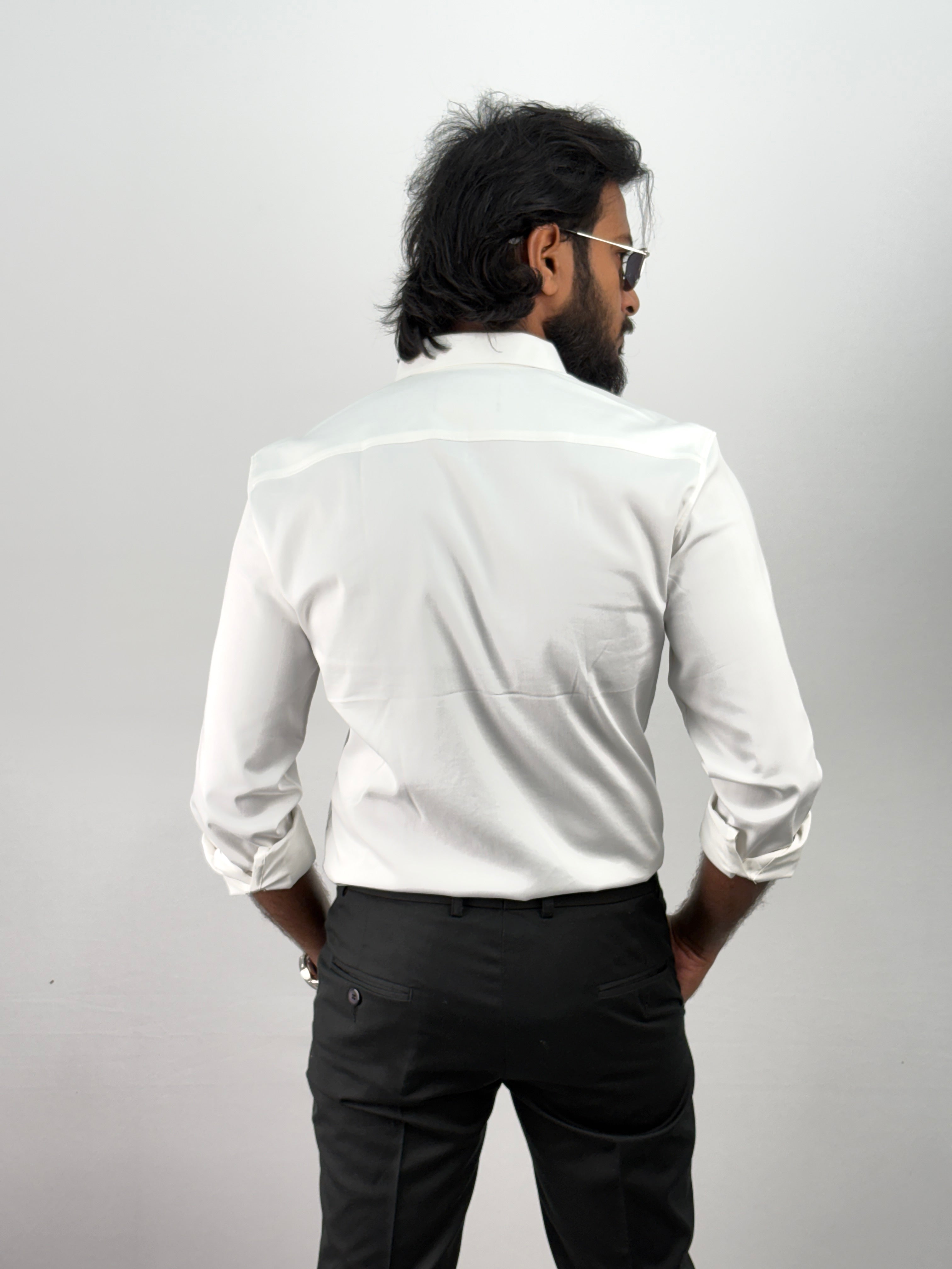 White Designer Stone Work Shirts 11