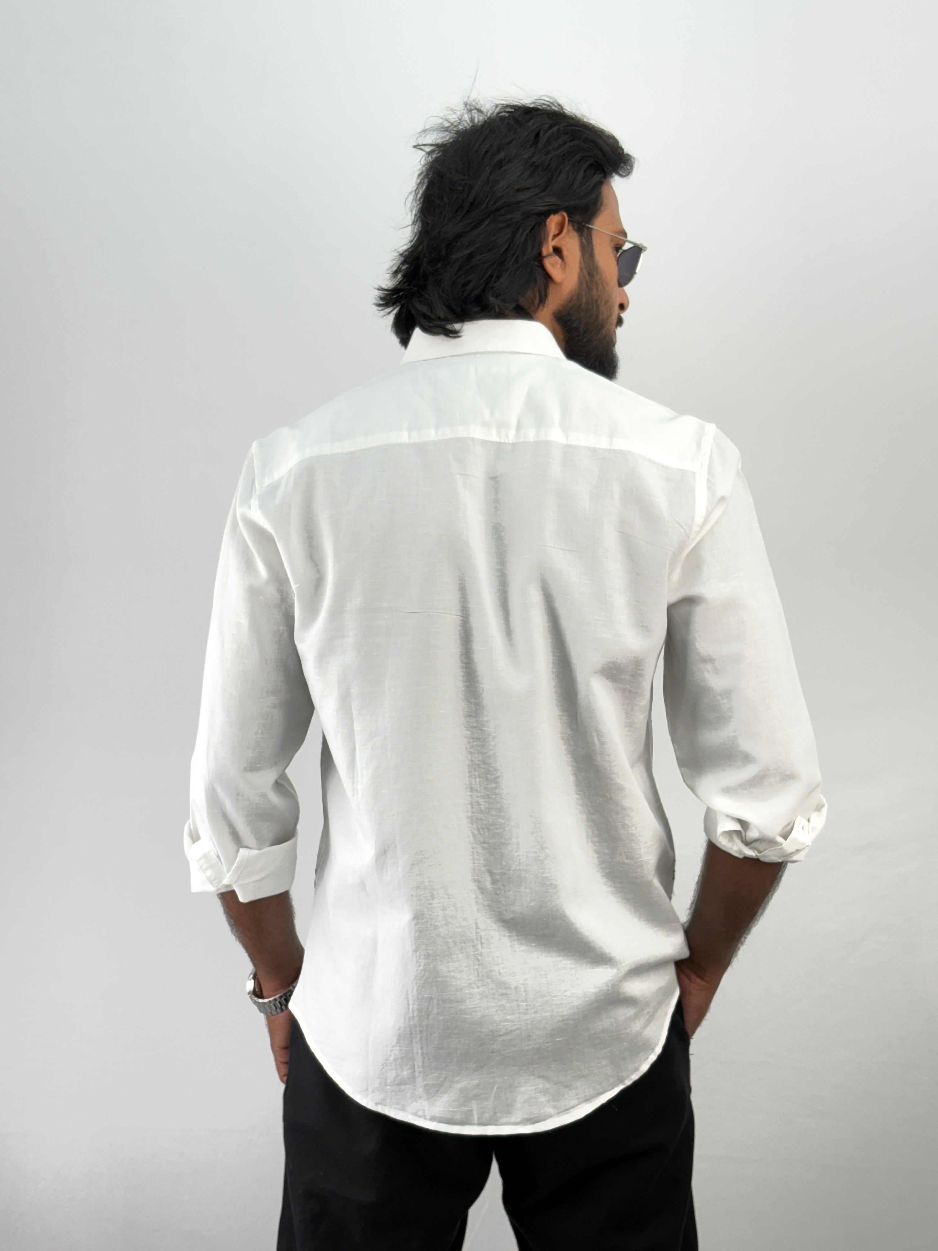 White Linen Embroidery Shirt