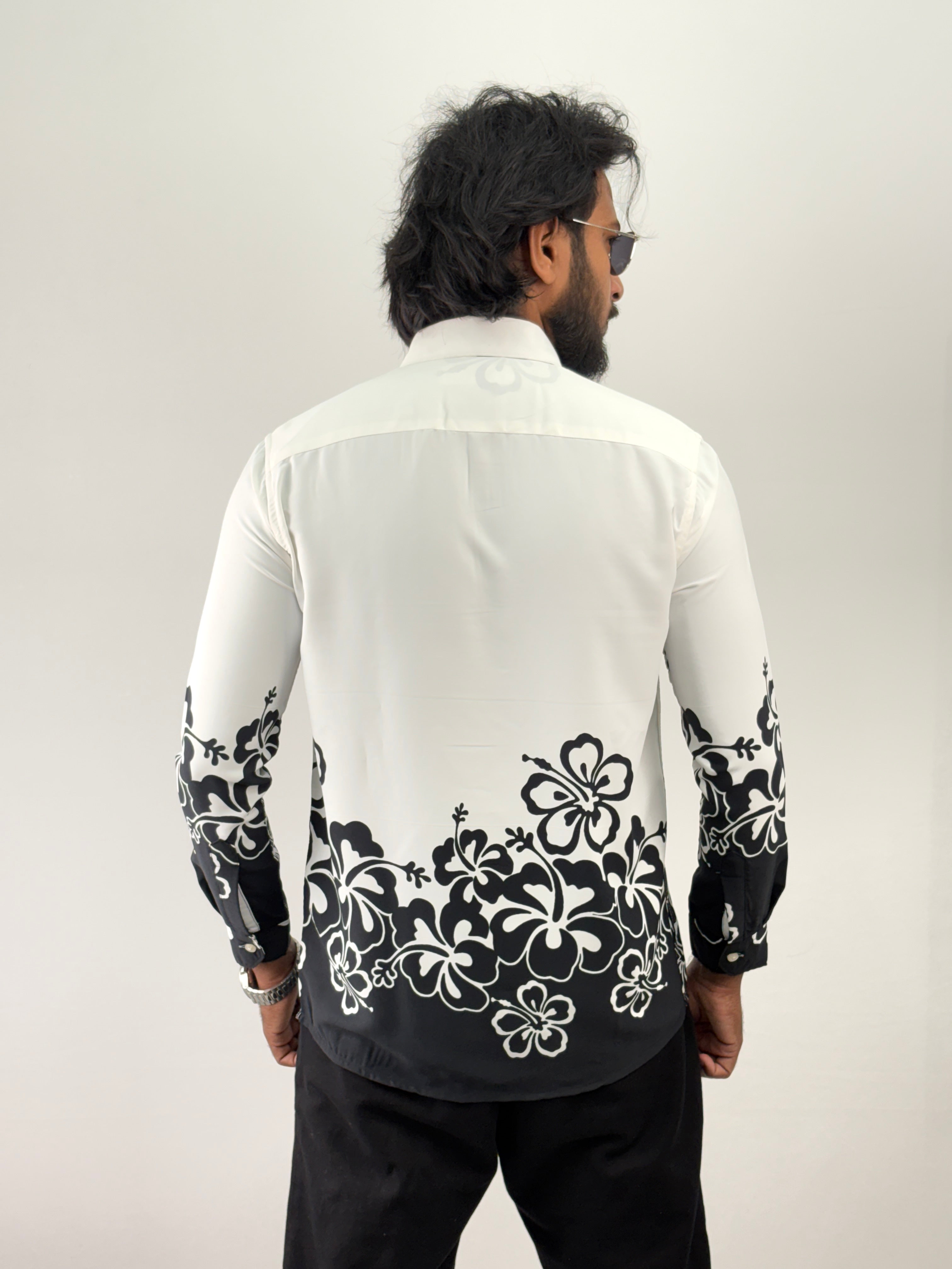 White Black Printed Shirt