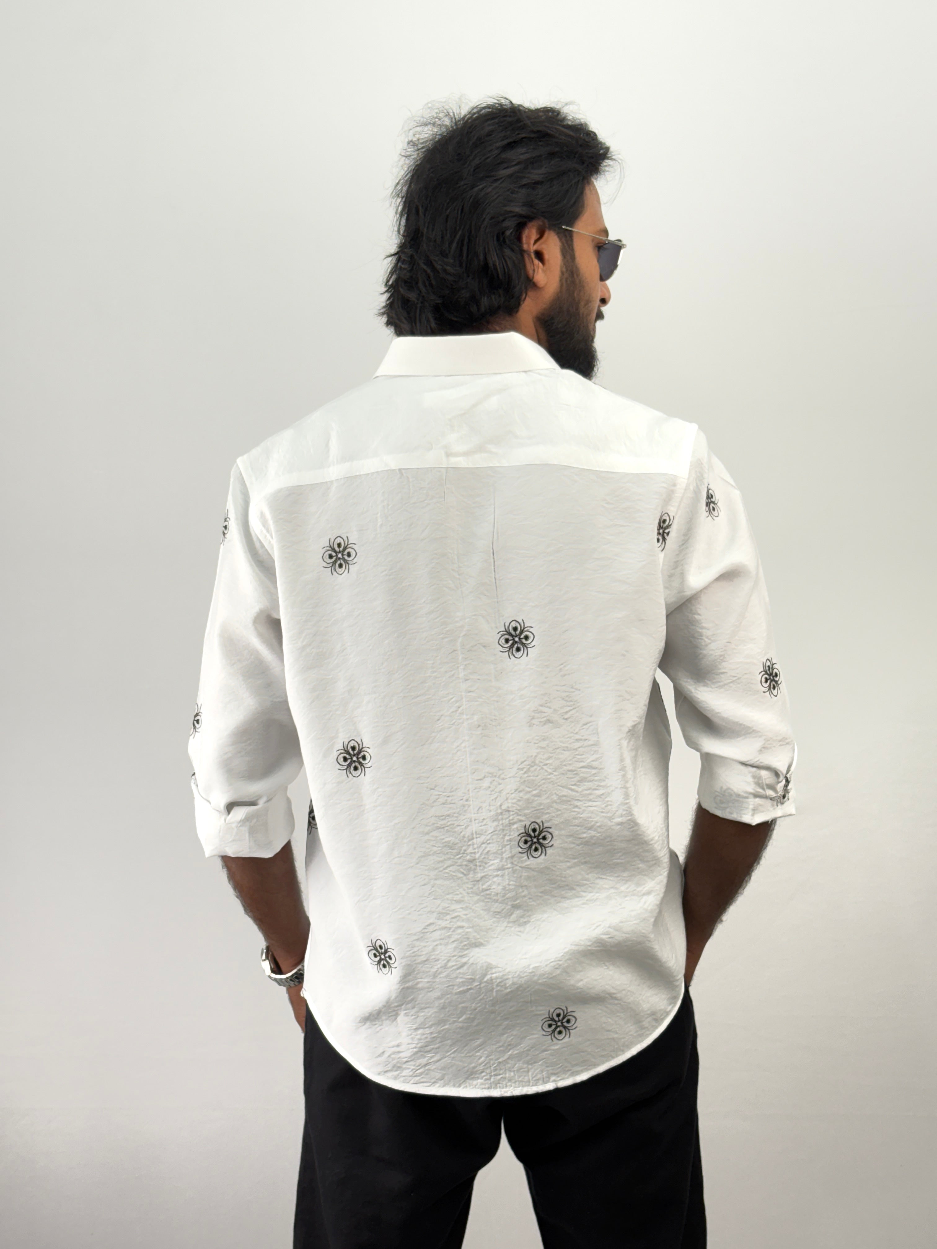 White Black Embroidery Shirt