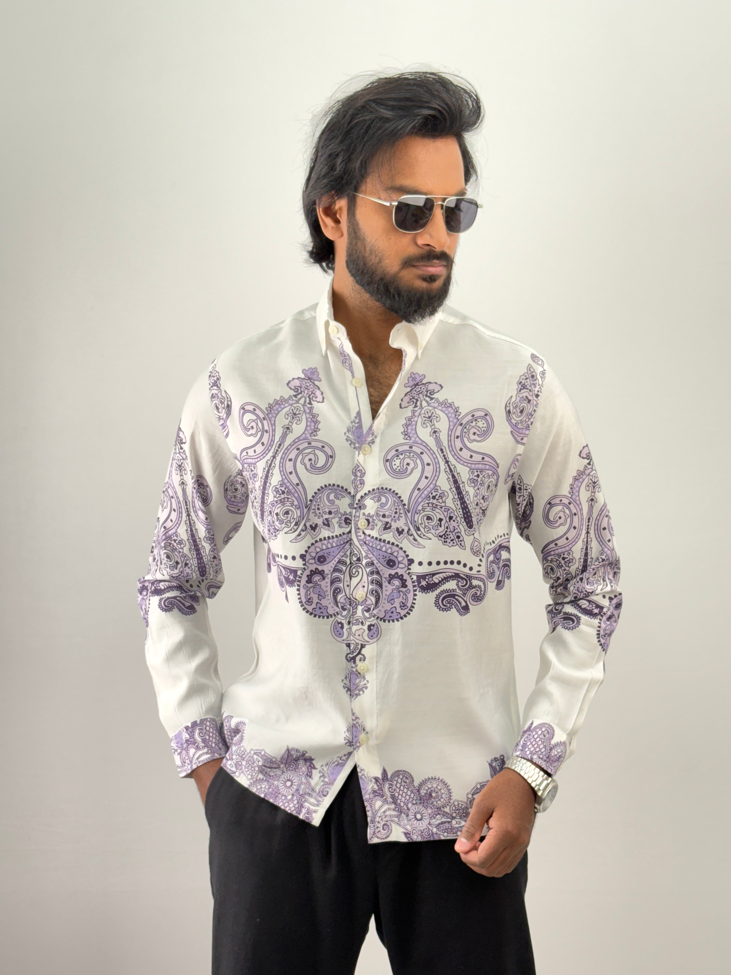 White Purple IMP Printed Shirt