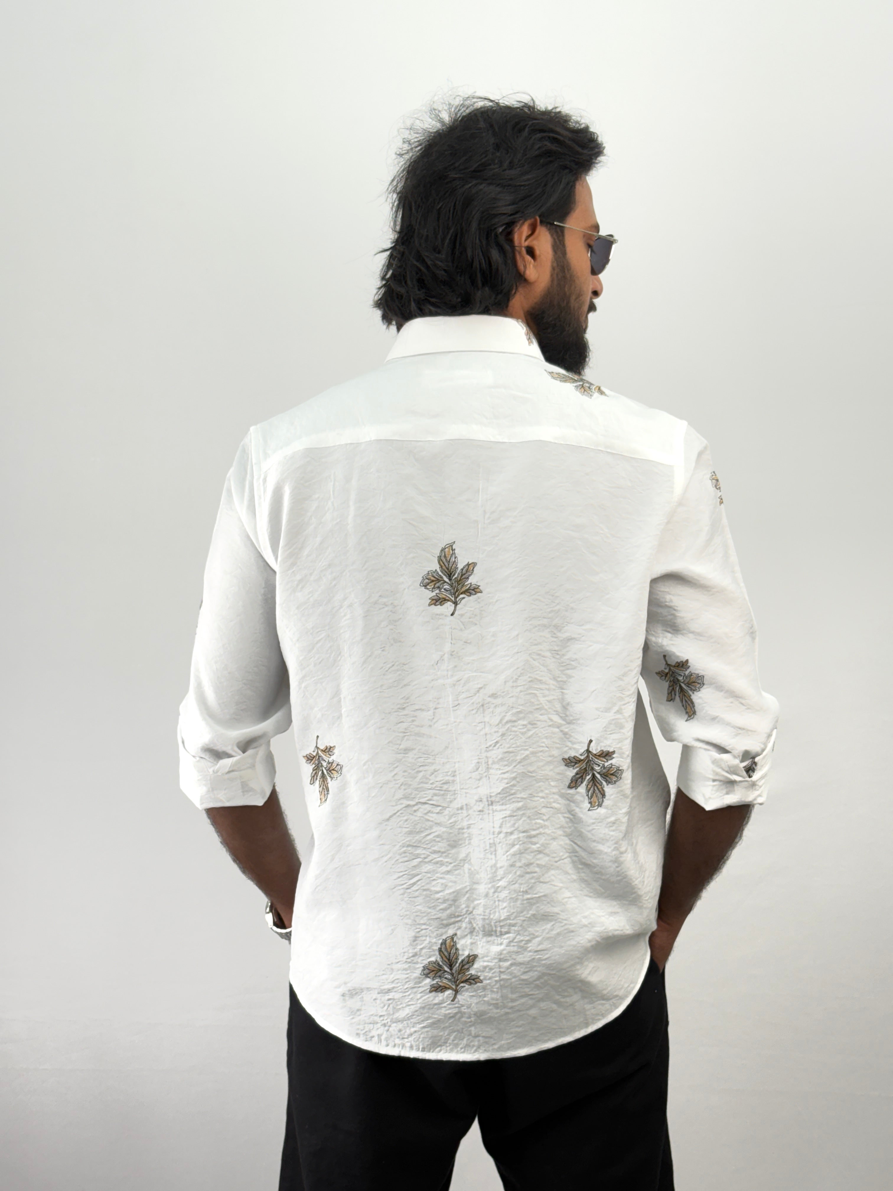White Yellow Embroidery Shirt
