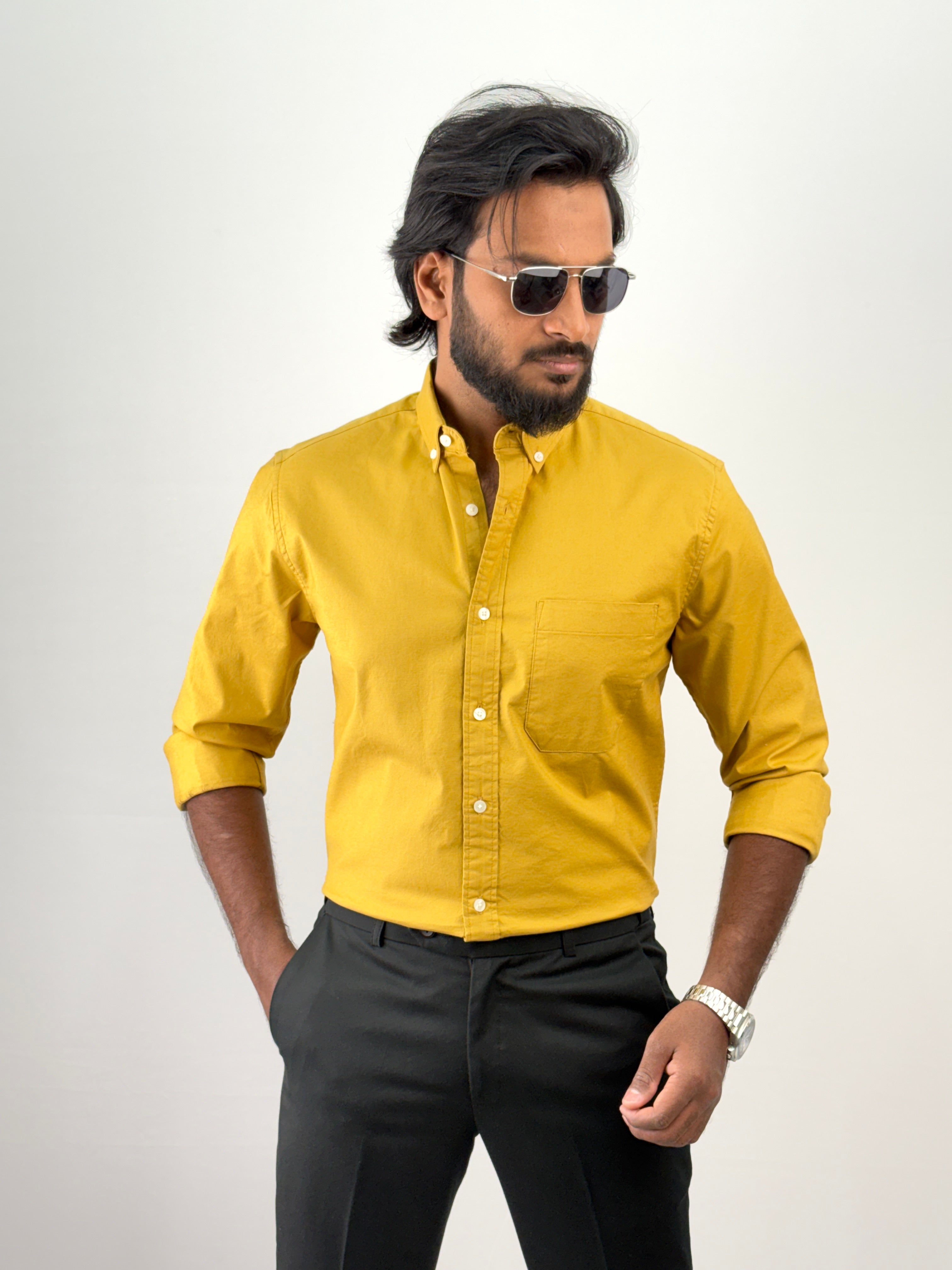 Yellow Plain Oxford Shirt 4