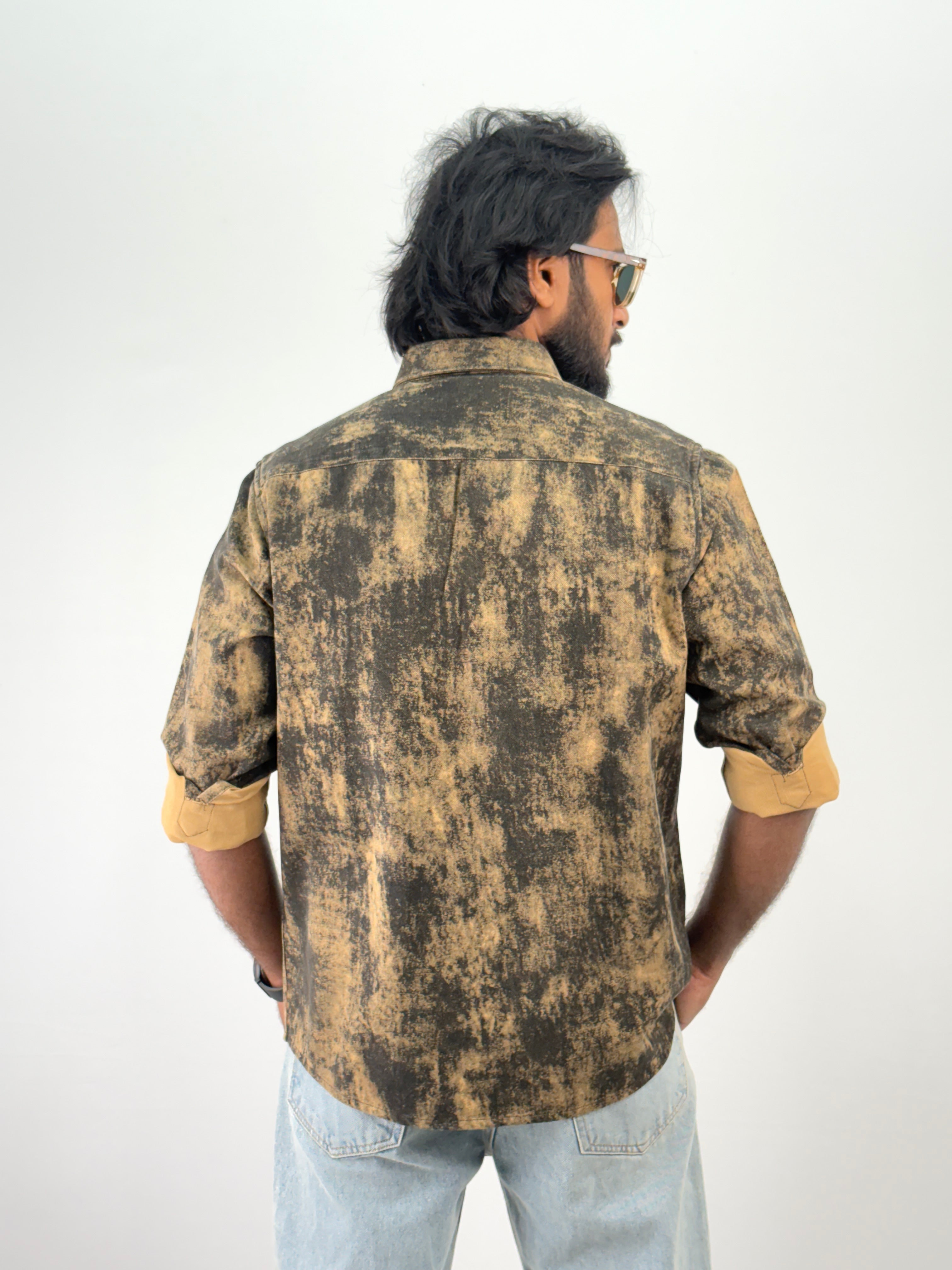 Yellow Tie & Dye Denim Shirt