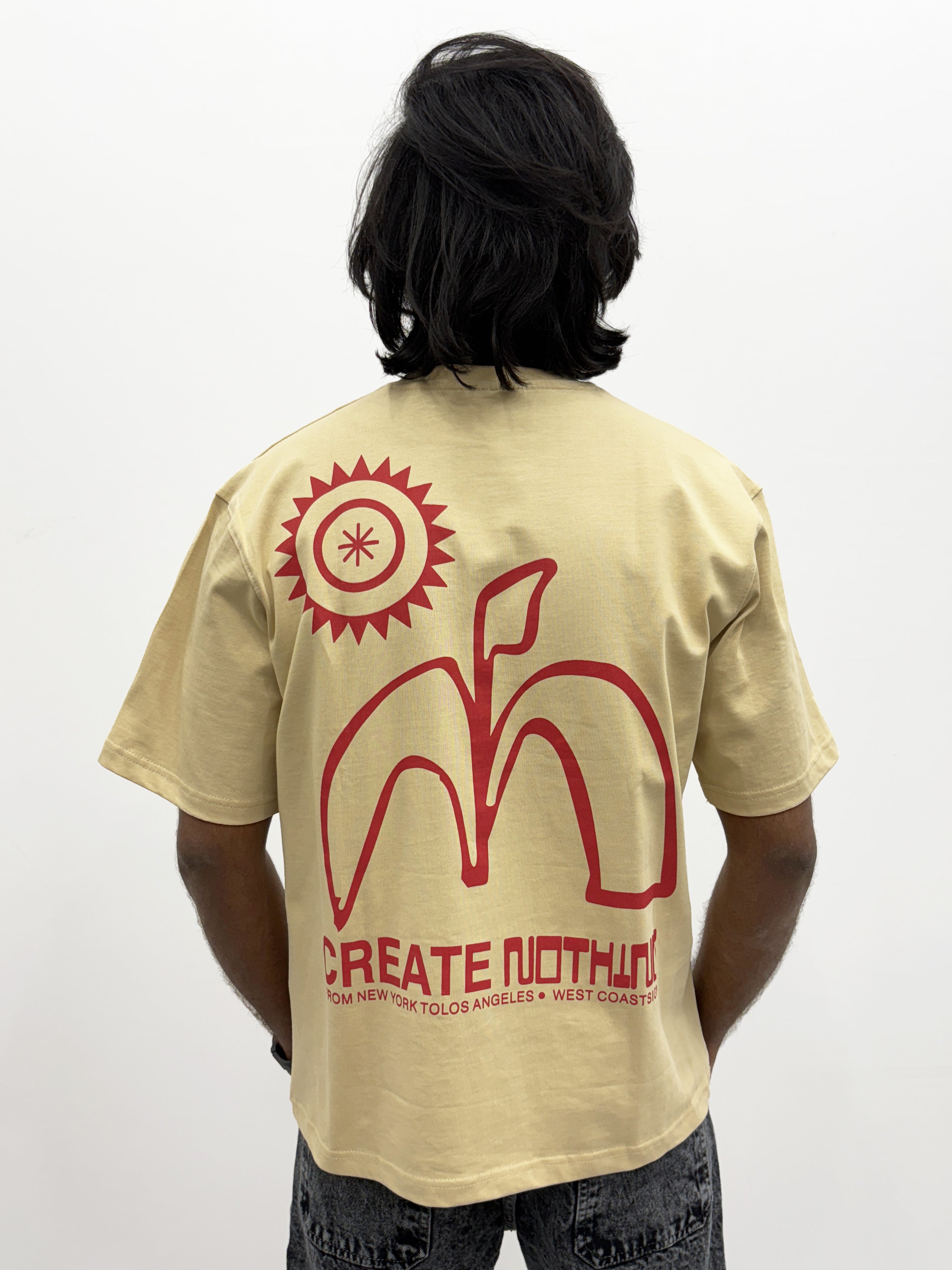 Beige BackPrint Oversize T-Shirt