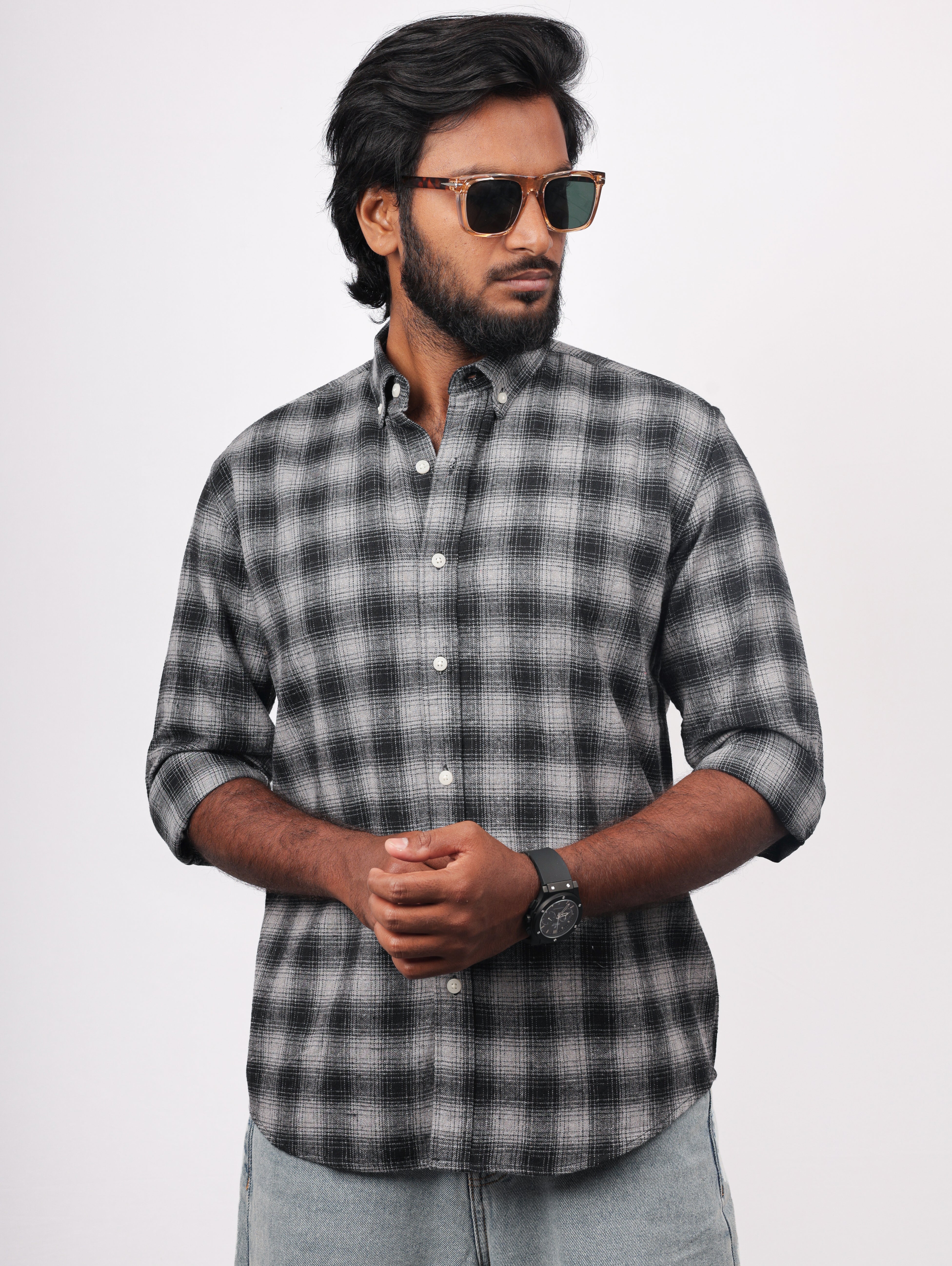 Black Grey Flannel Shirt