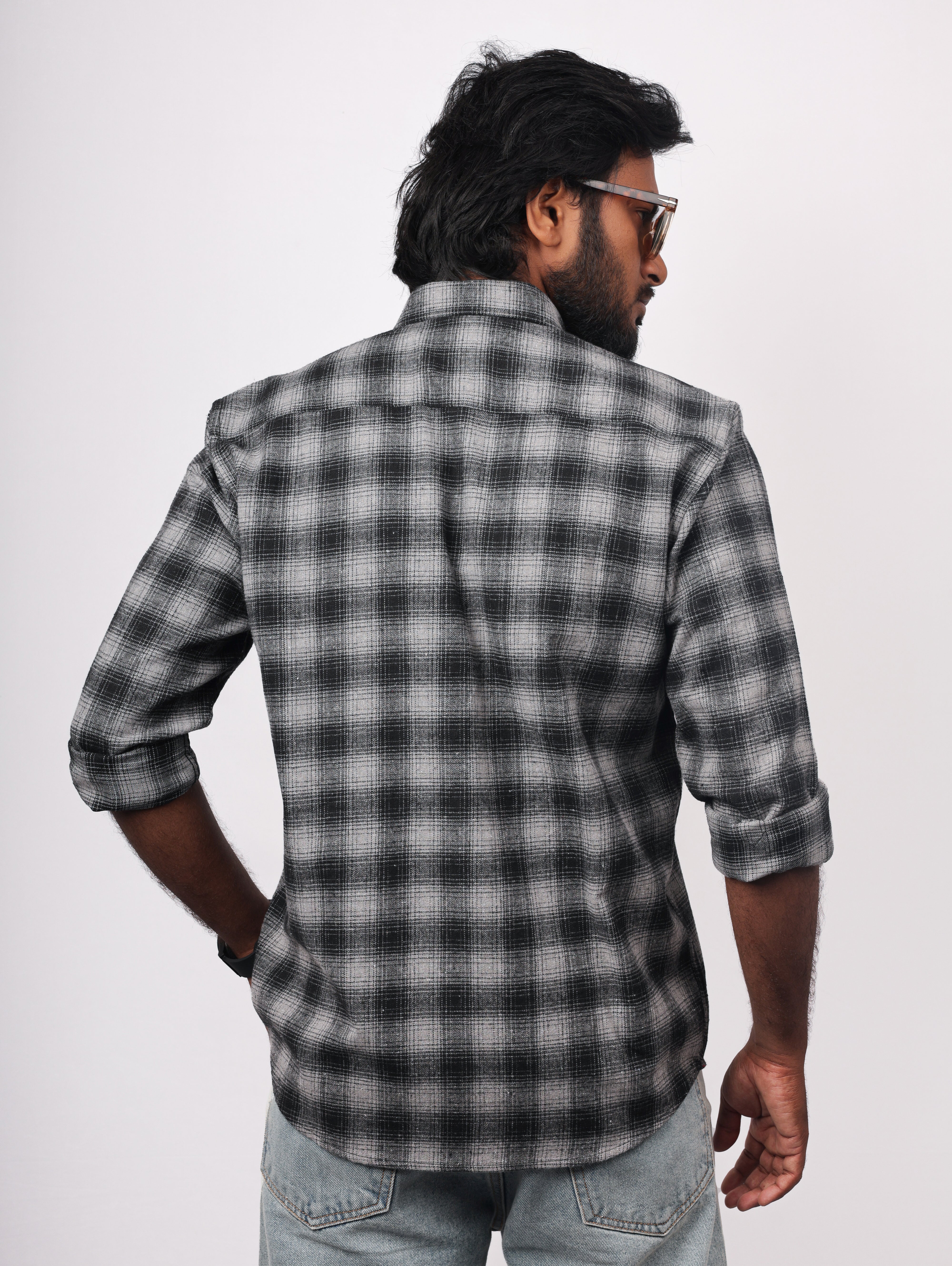 Black Grey Flannel Shirt