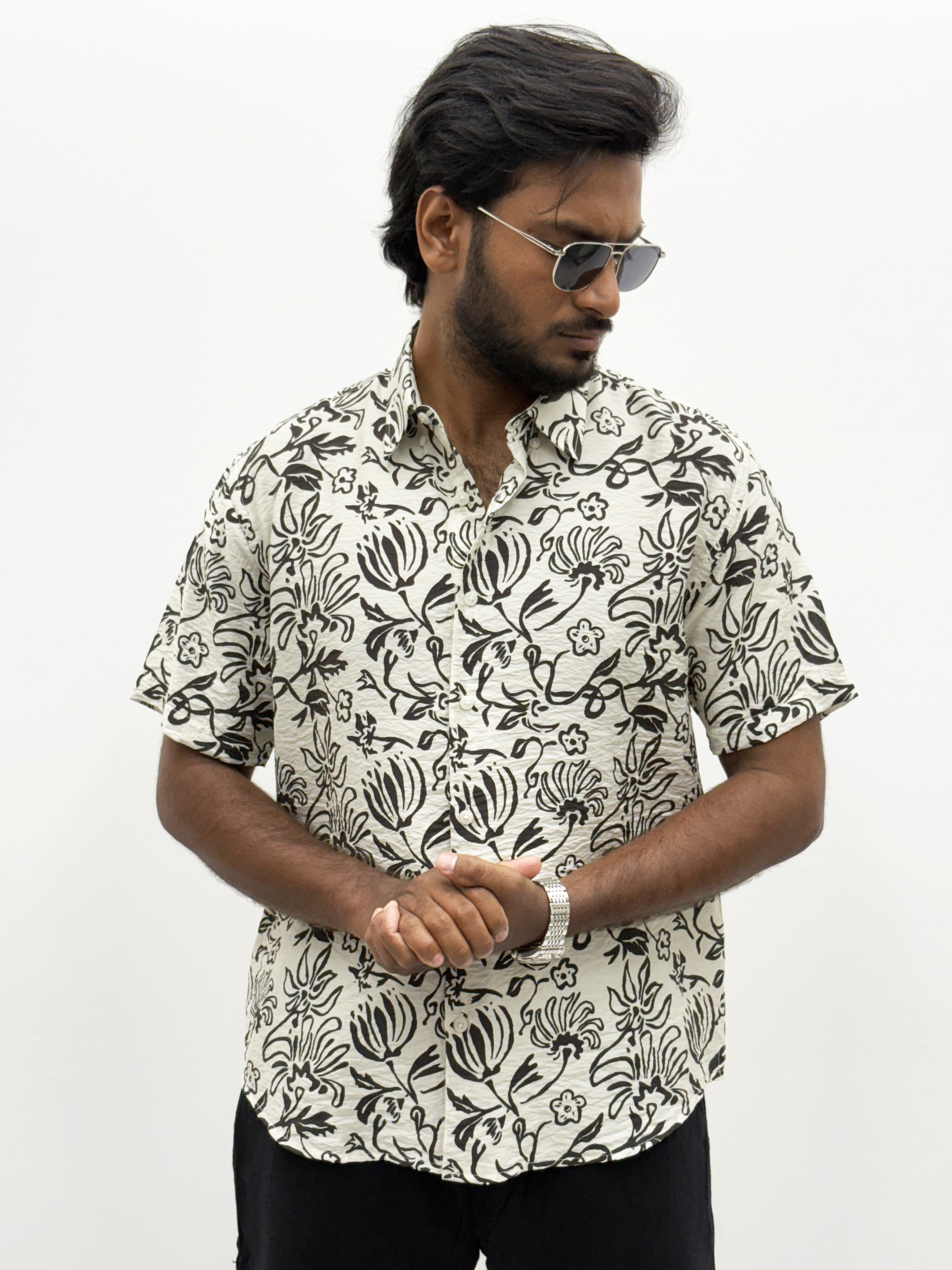 Black IMP Printed Half Sleeve Shirt