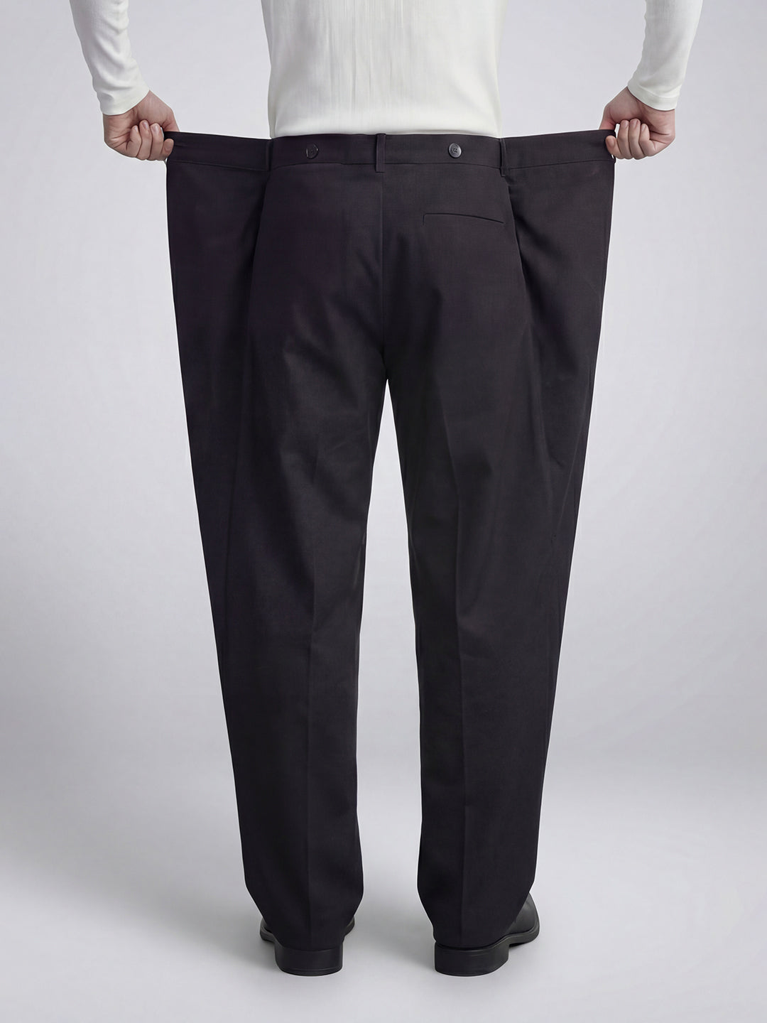 Black Switch-Flip Pleated Trousers