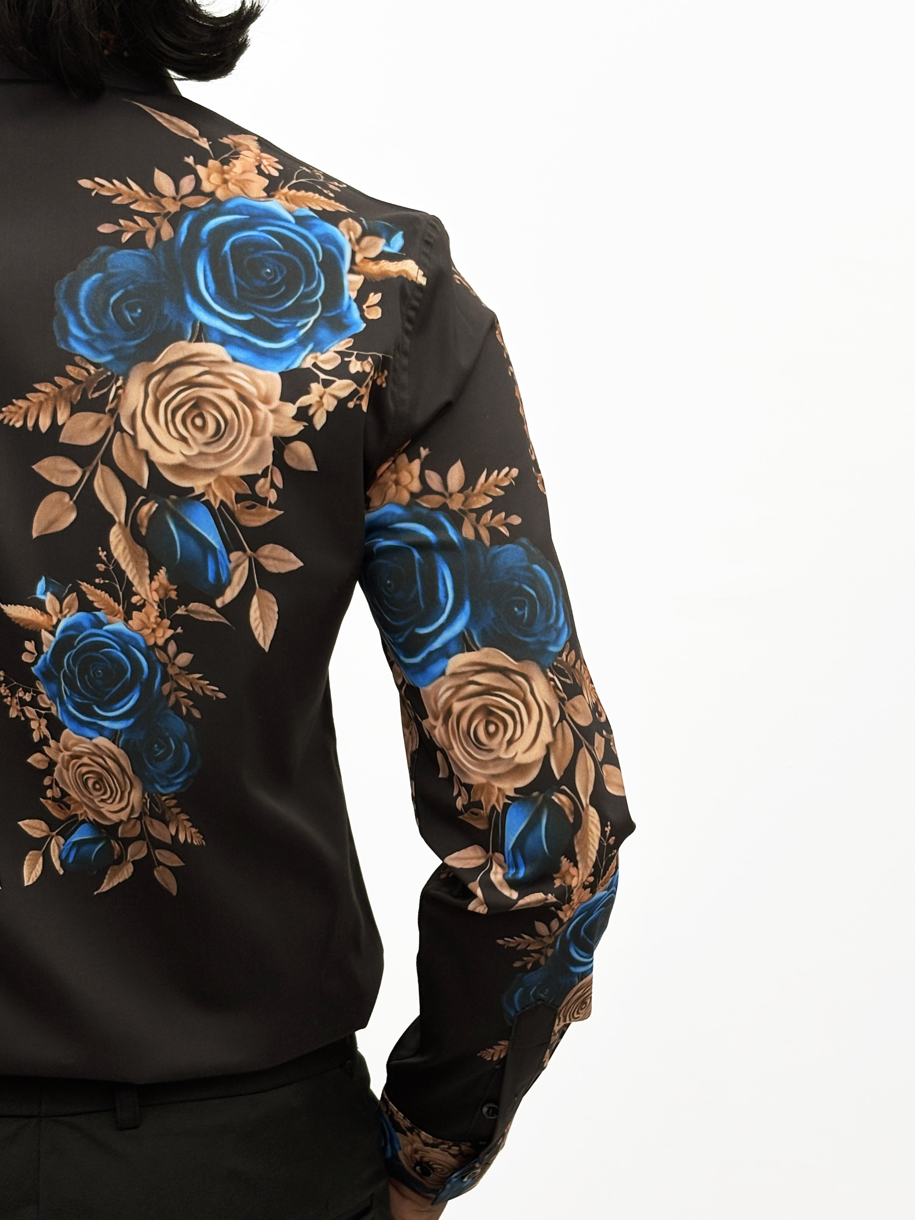 Black Blue IMP Stone Work Designer Shirt