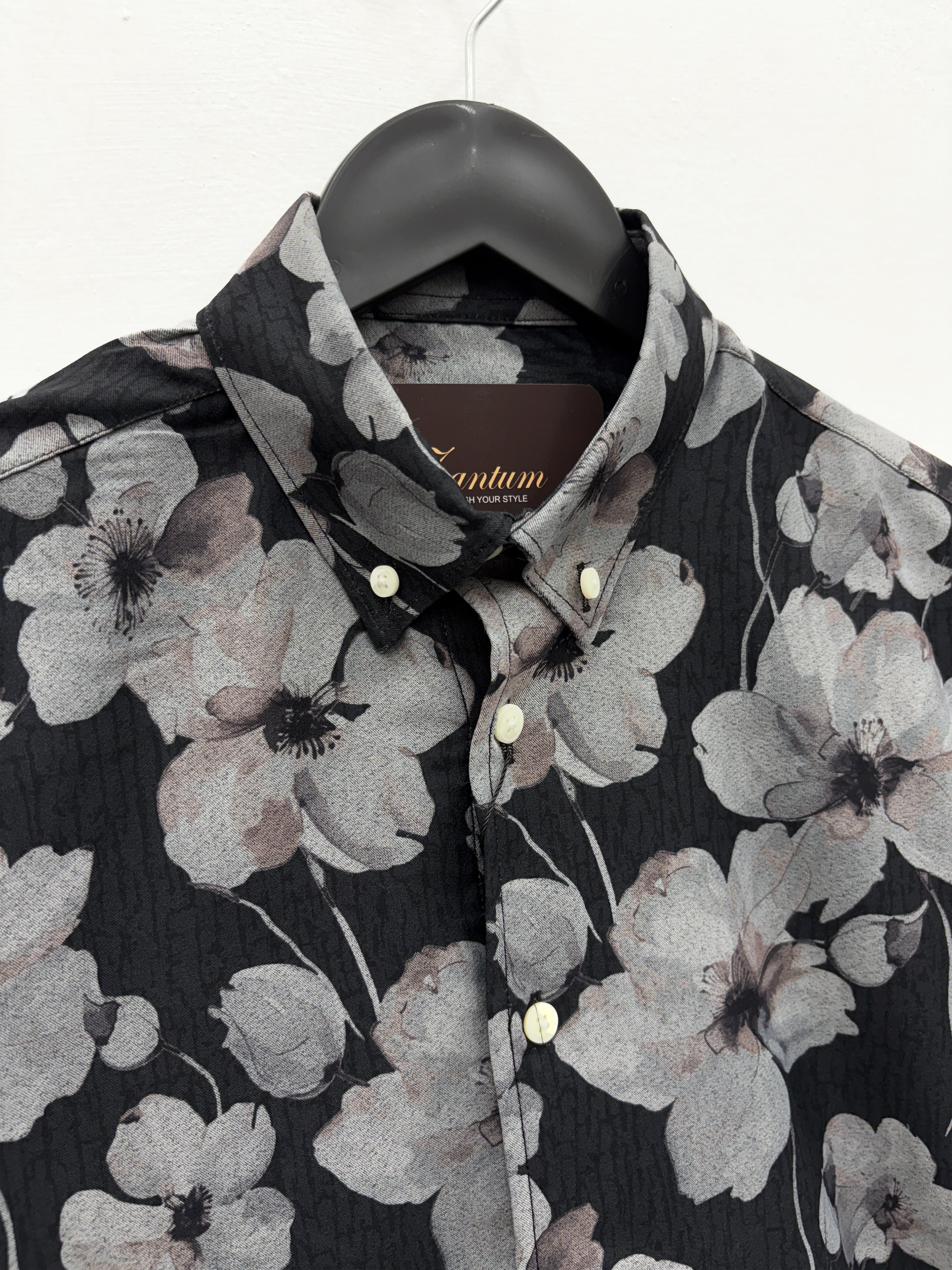 Black Satin IMP Floral Printed Shirt