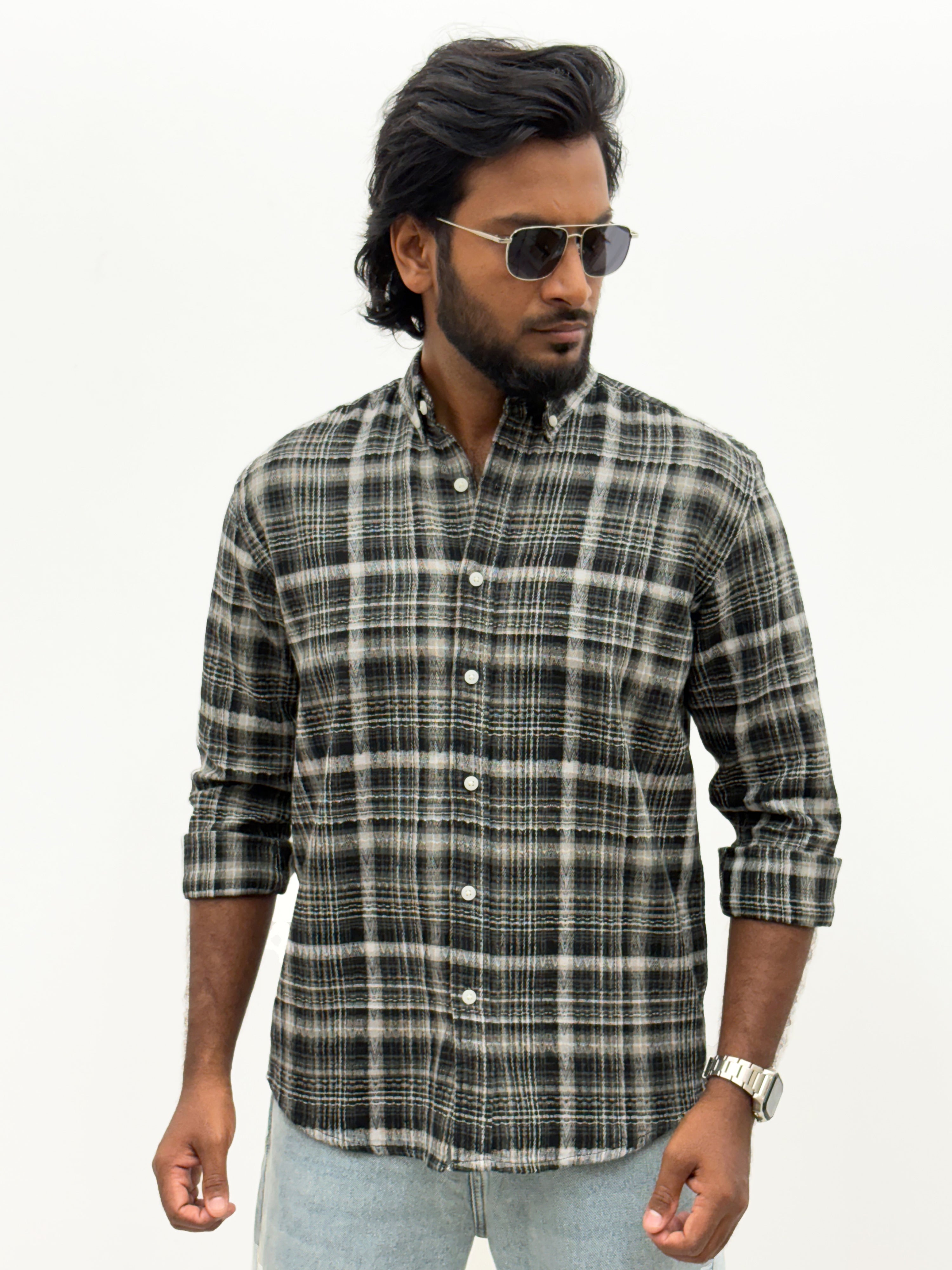 Black Grey Flannel Shirt