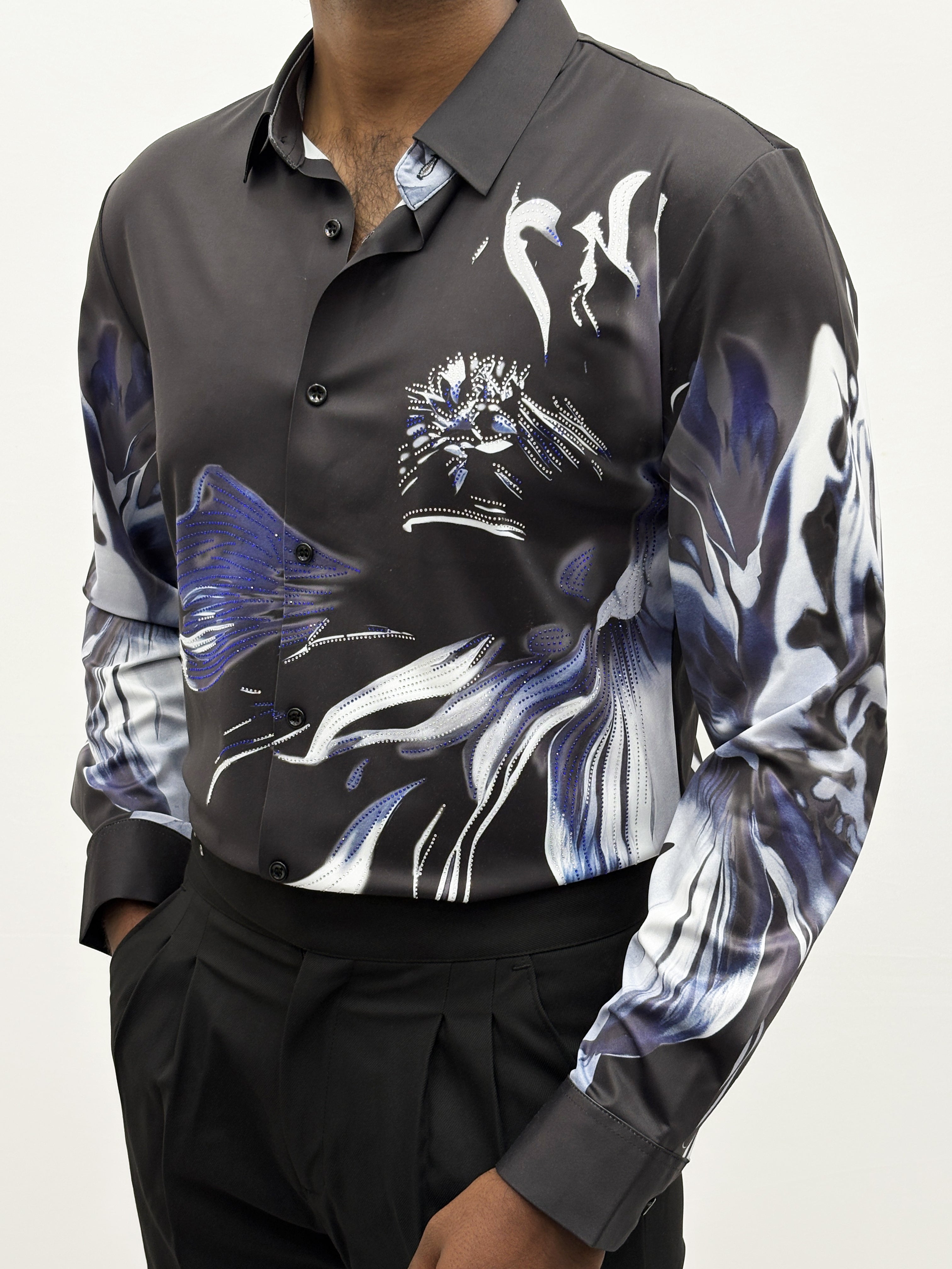 Black Purple IMP Designer Stone Work Shirt