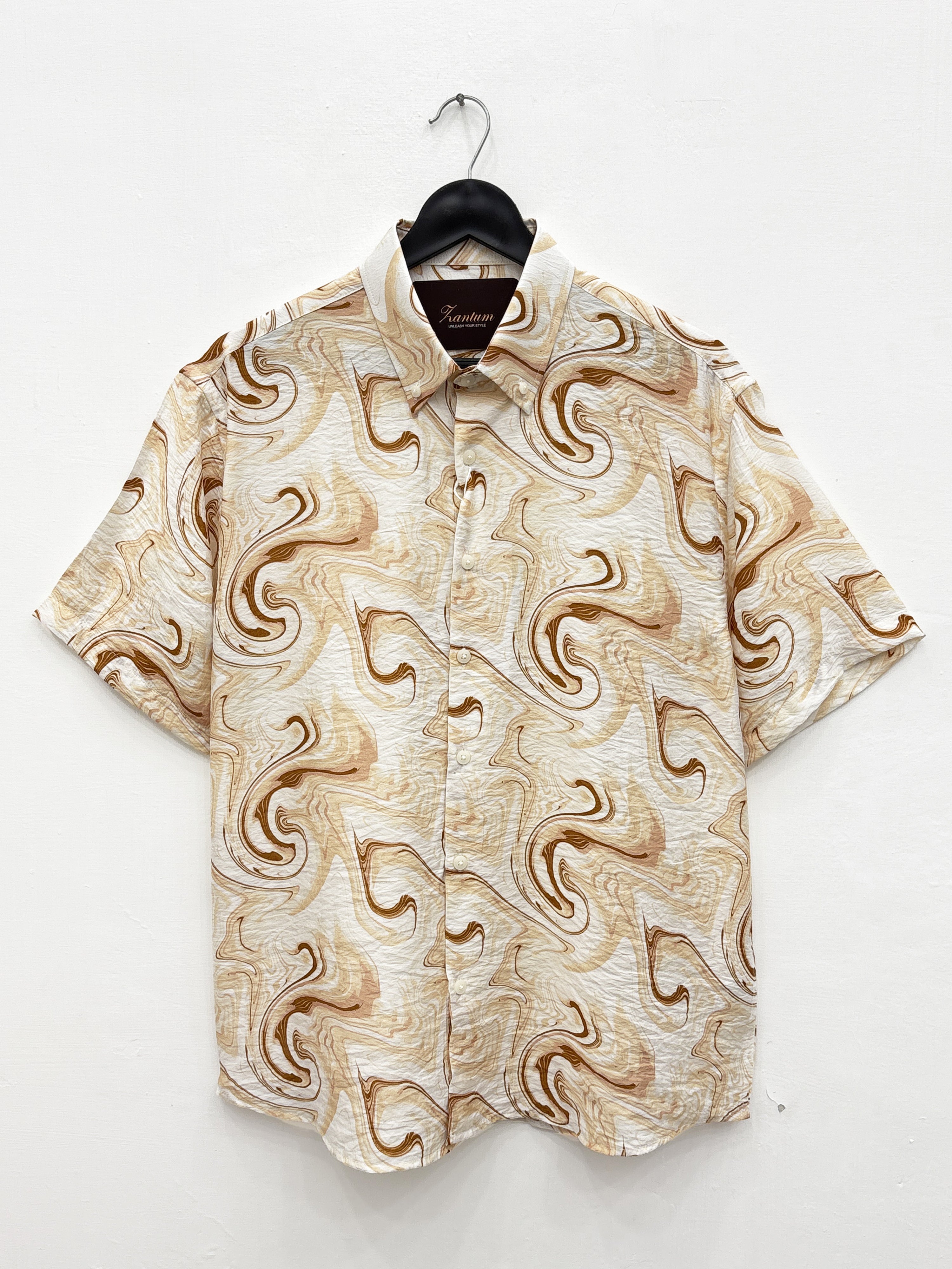 Brown IMP Half Sleeve Abstract Printed Shirt