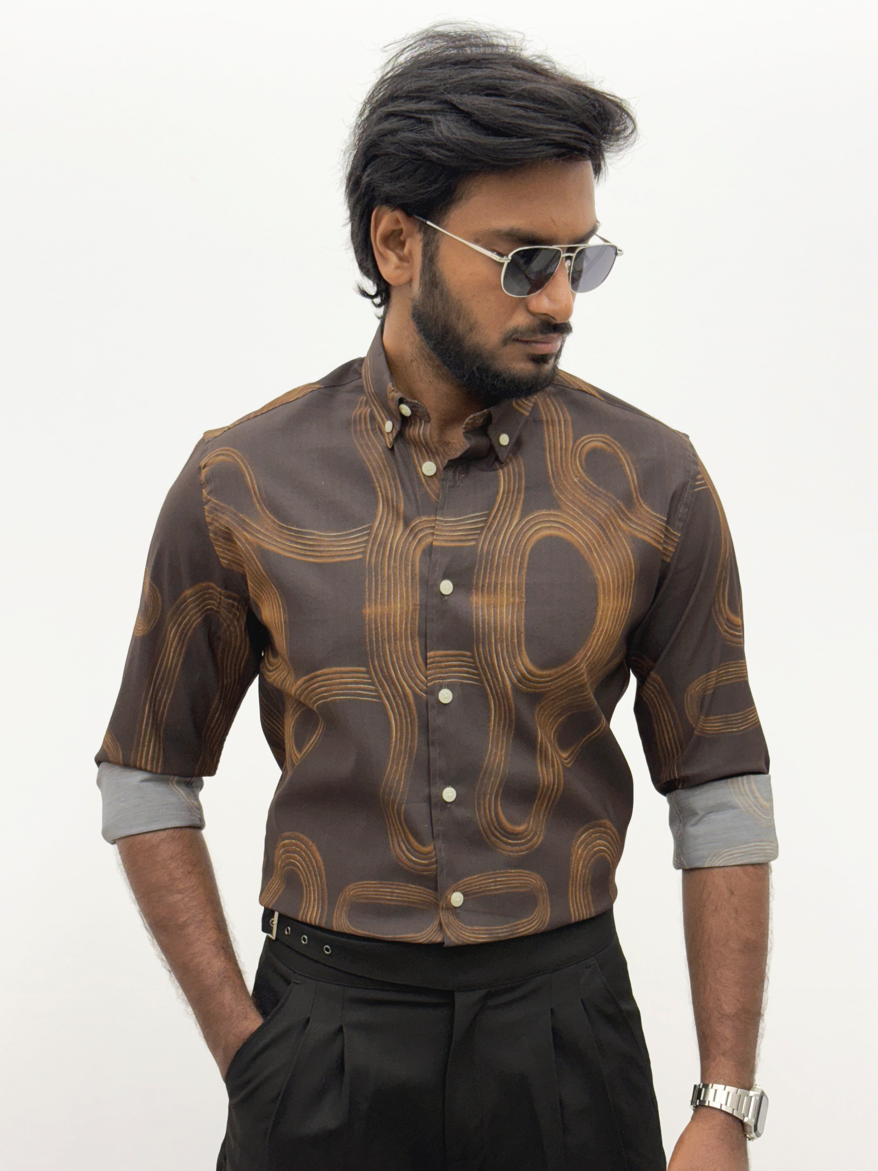 Brown IMP Retro Printed Shirt