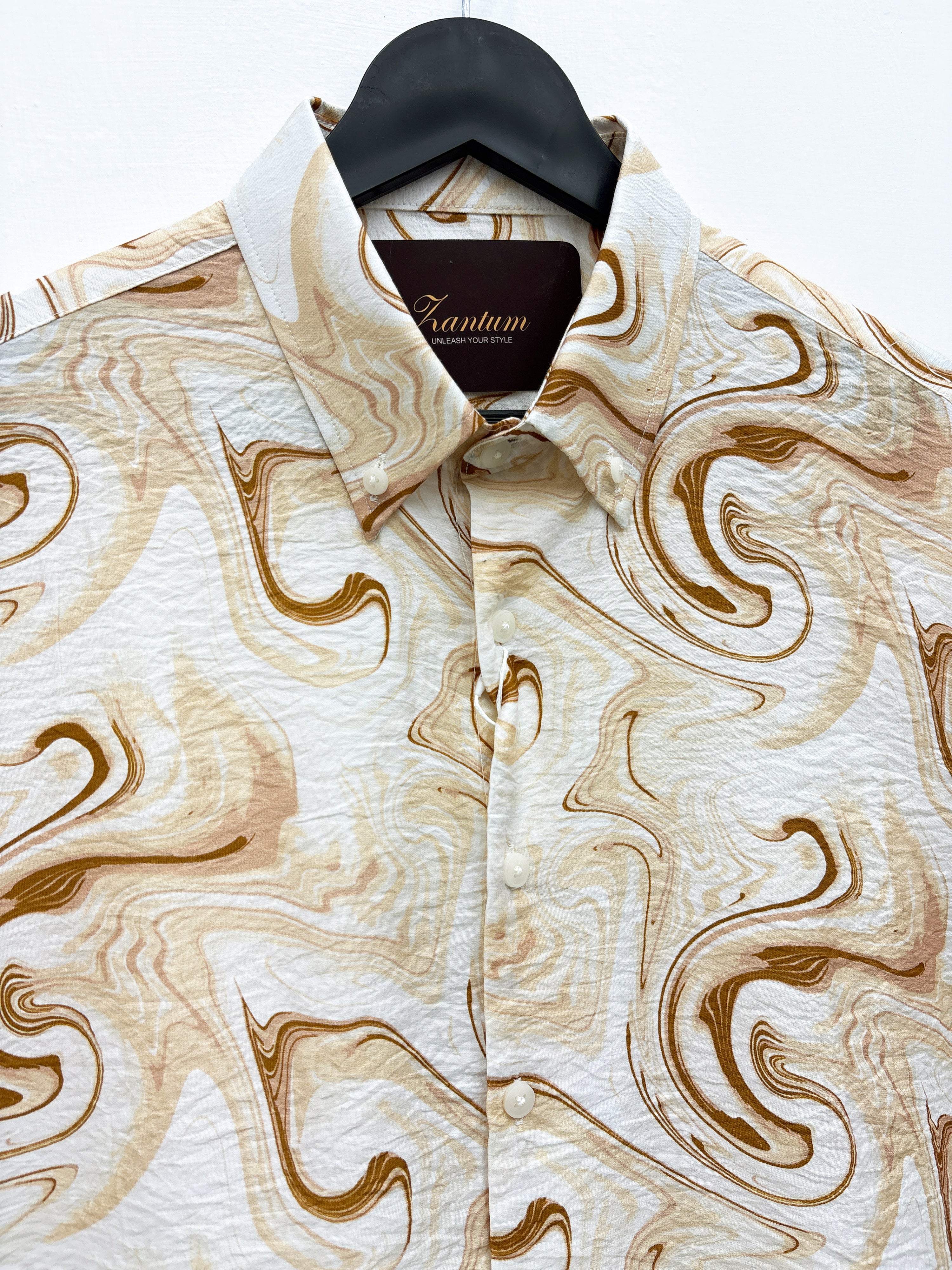 Brown IMP Half Sleeve Abstract Printed Shirt