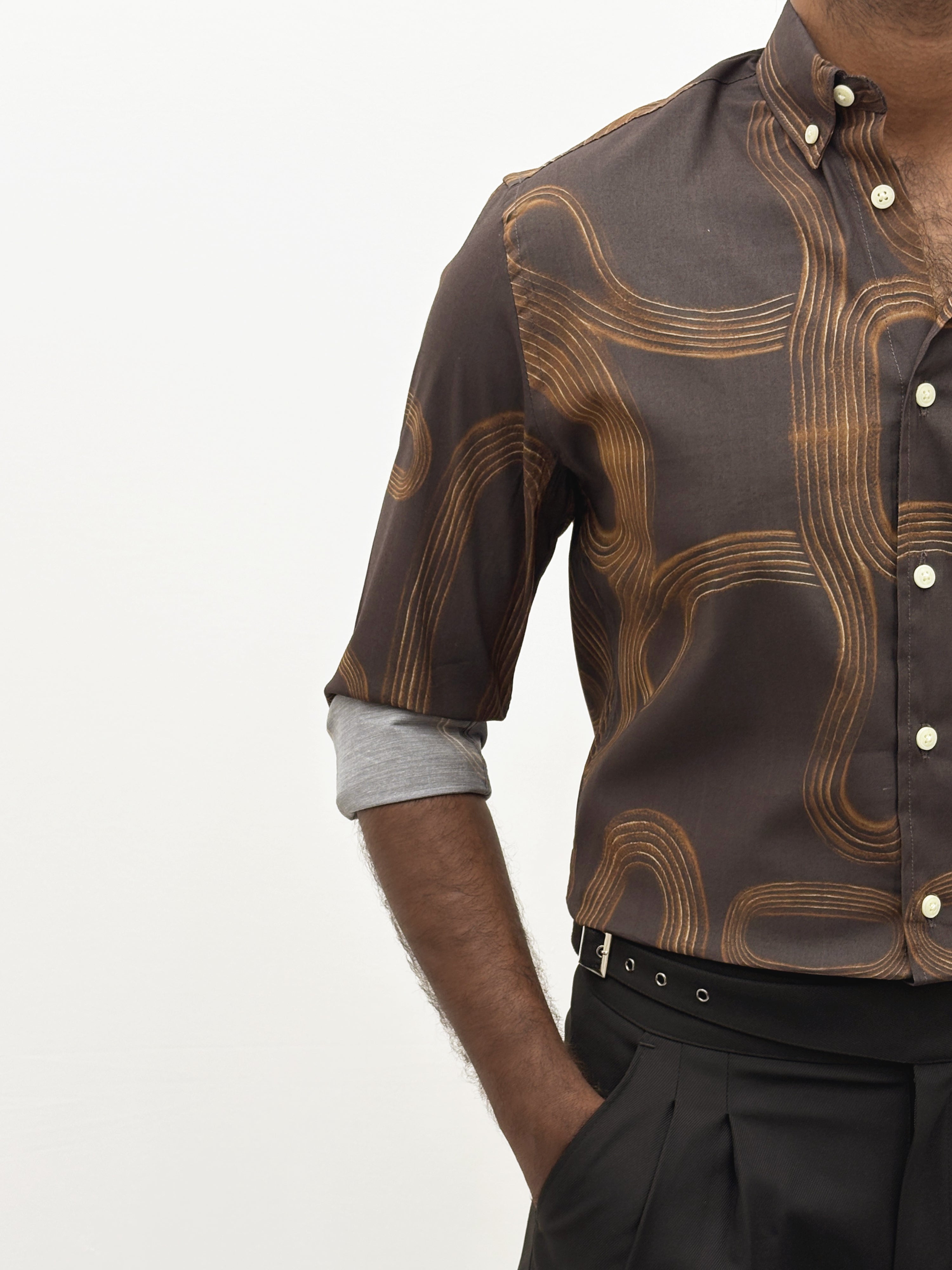 Brown IMP Retro Printed Shirt