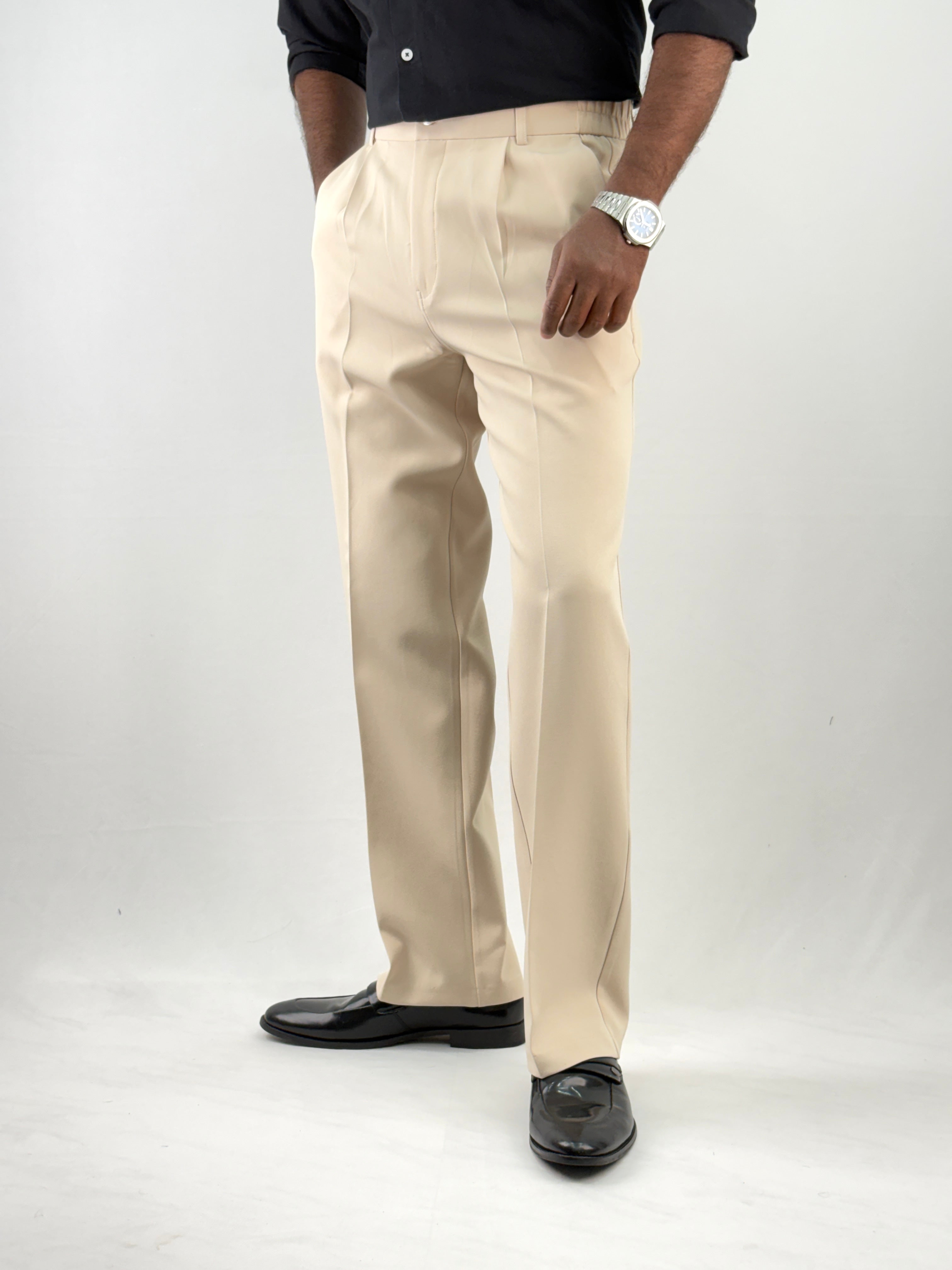 Cream Korean Baggy Pant