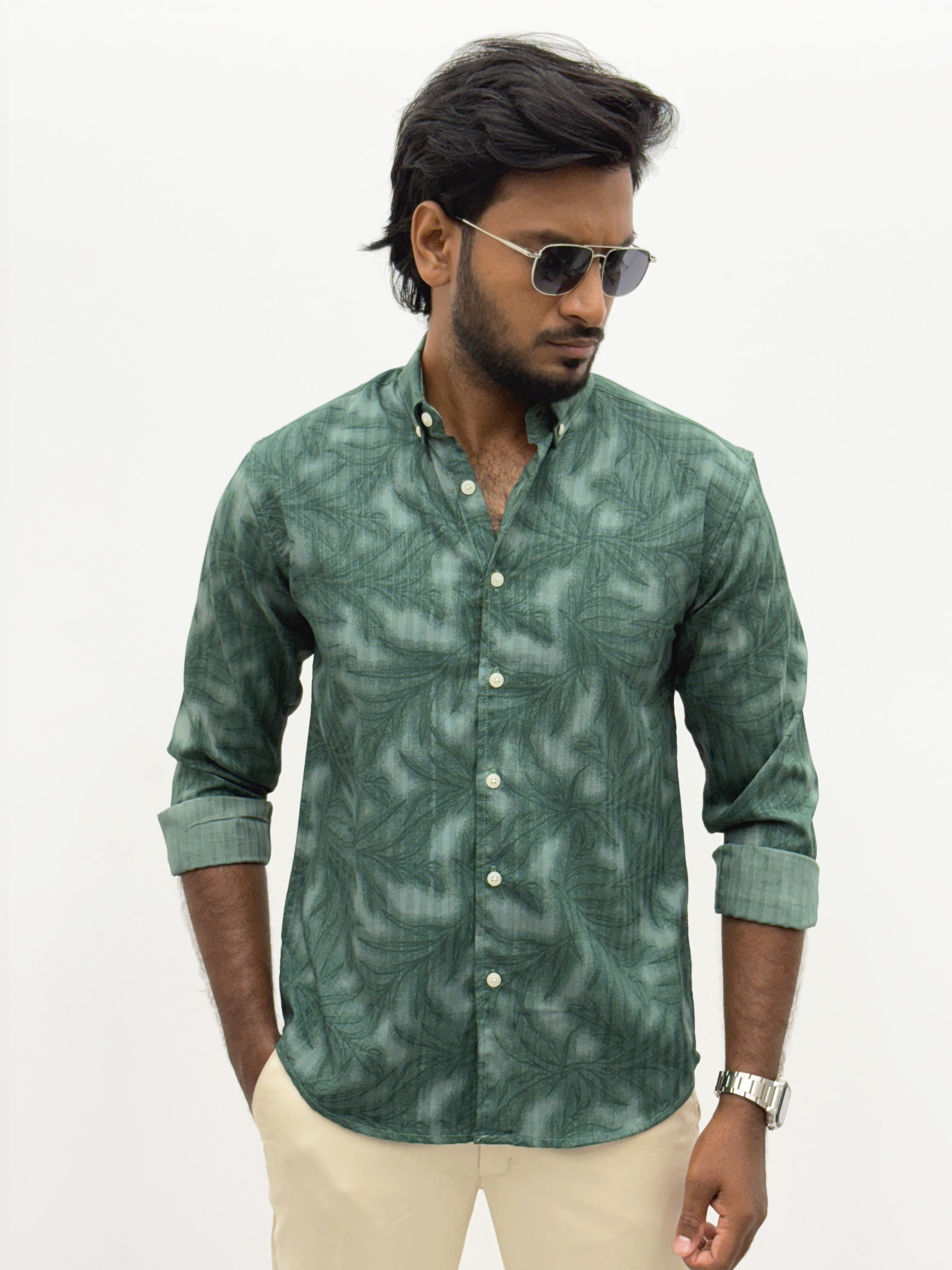 Dark Green IMP Printed Shirt