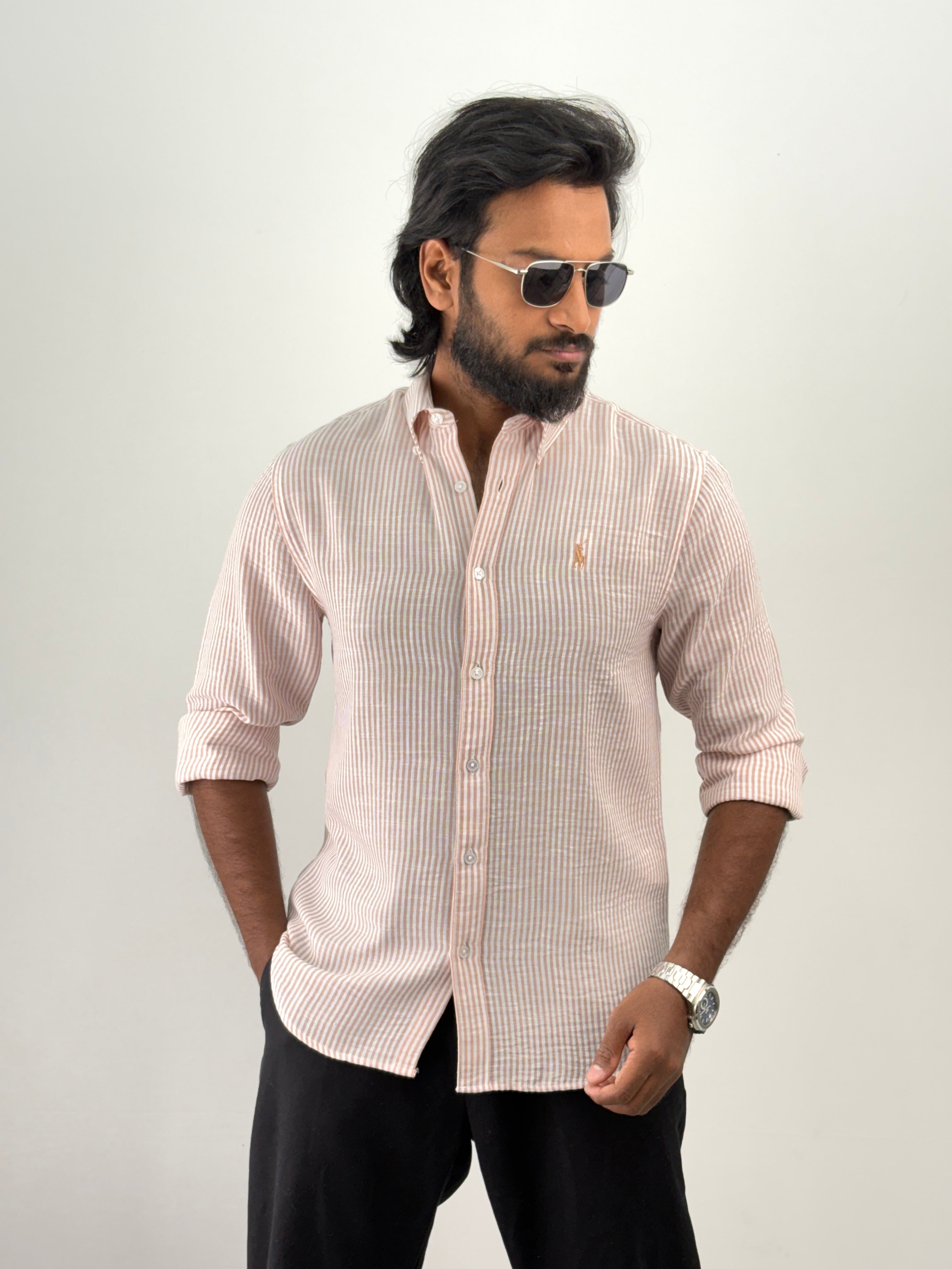 Fawn Linen Stripe Shirt