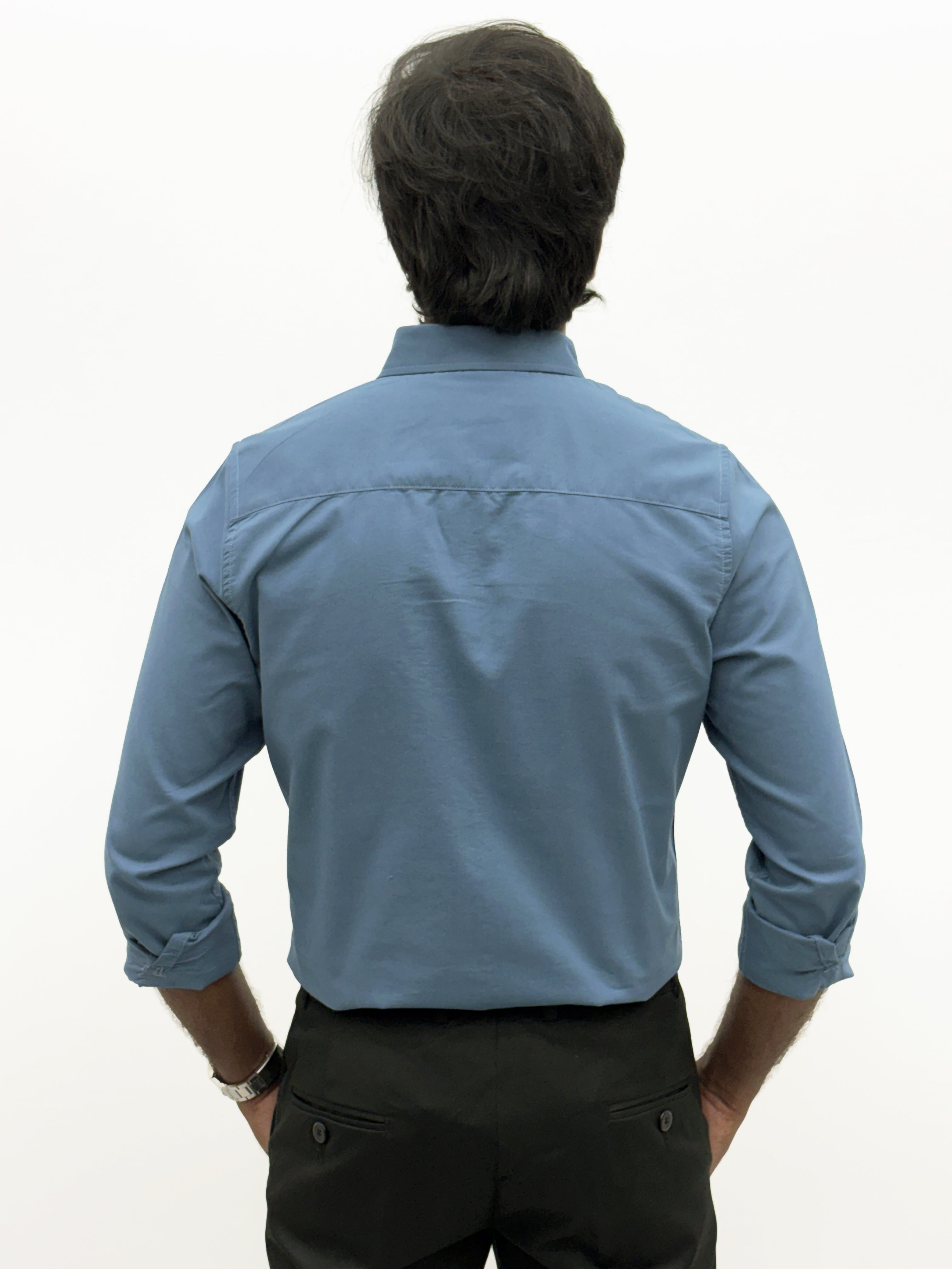 Aero Blue Plain Oxford Shirt