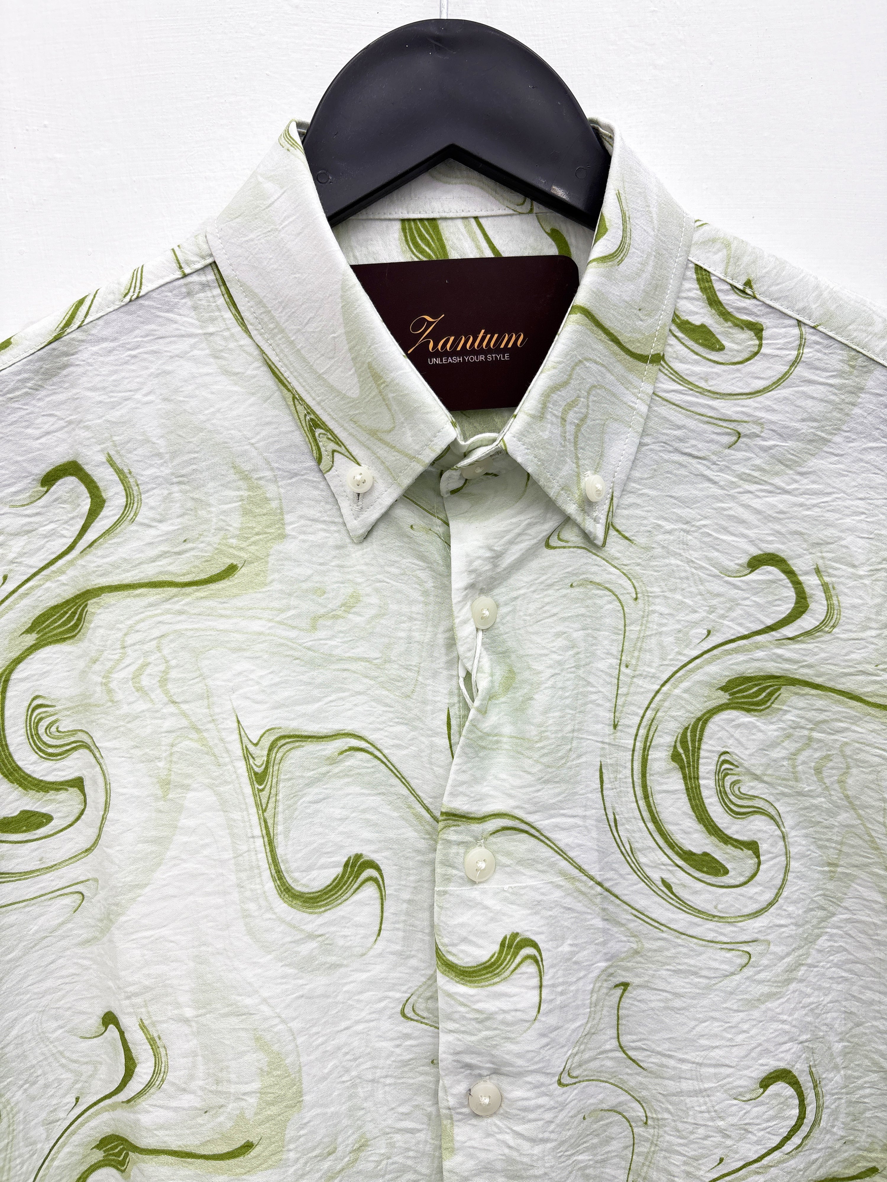 Green IMP Half Sleeve Abstract Printed Shirt