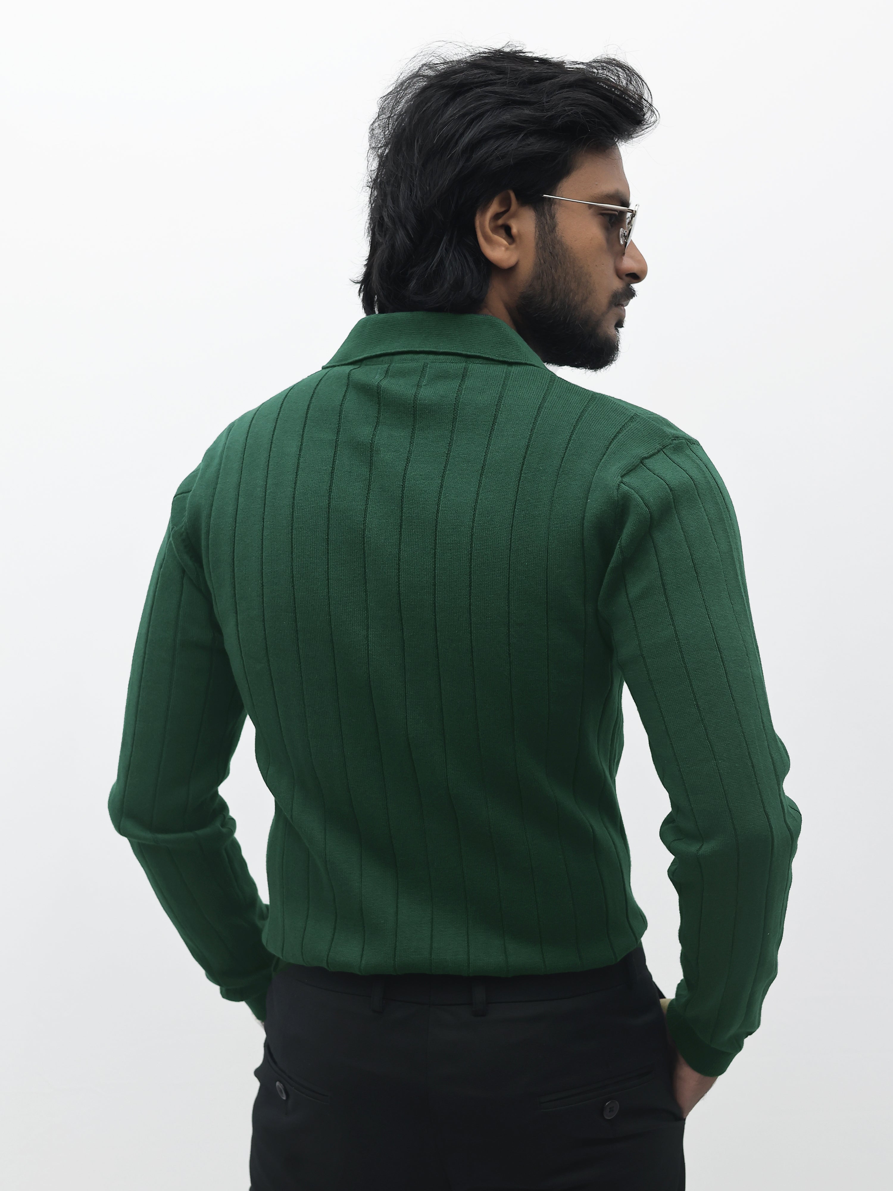 Green Zipper Polo T-Shirt