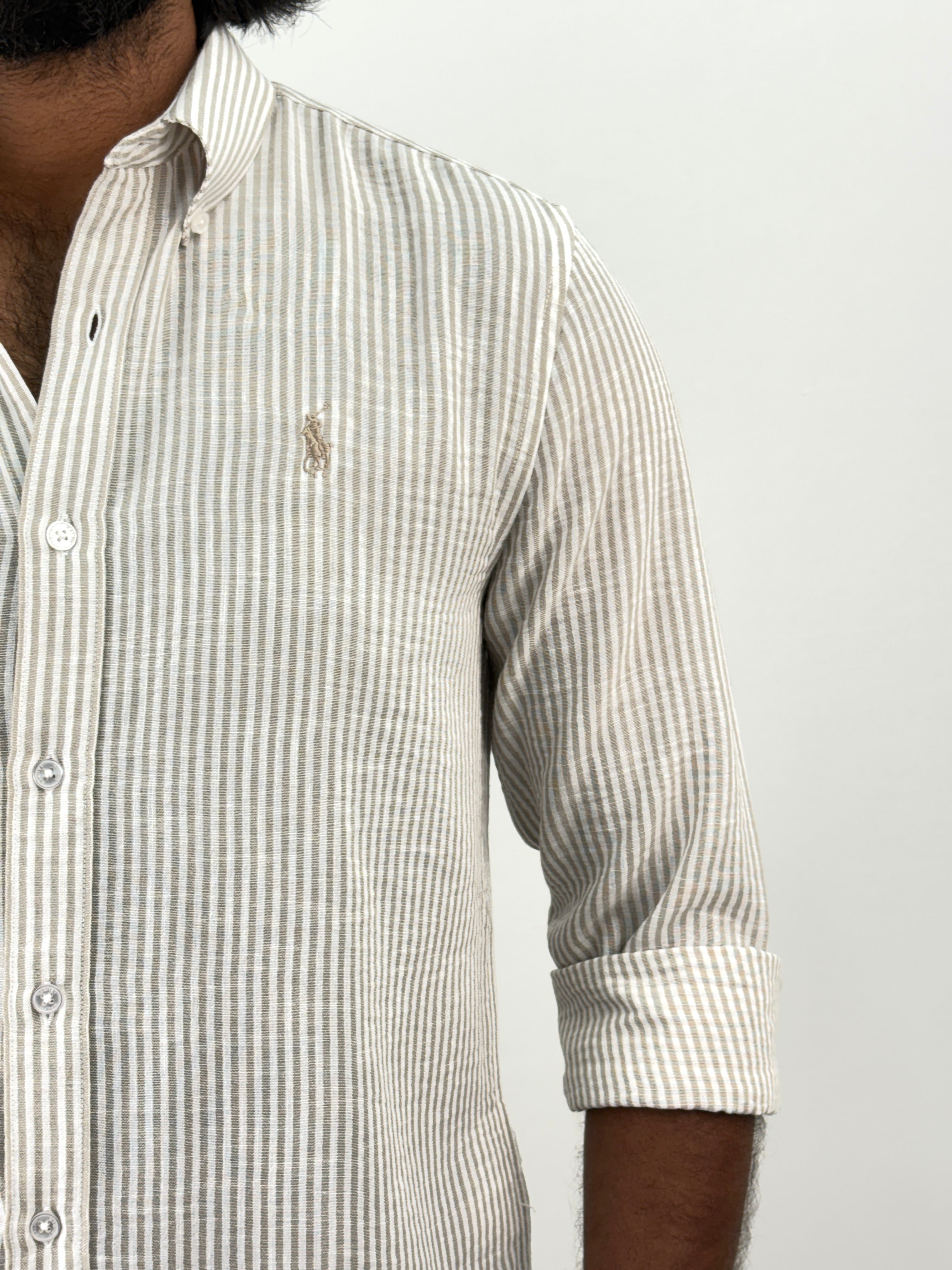 Grey Linen Stripe Shirt