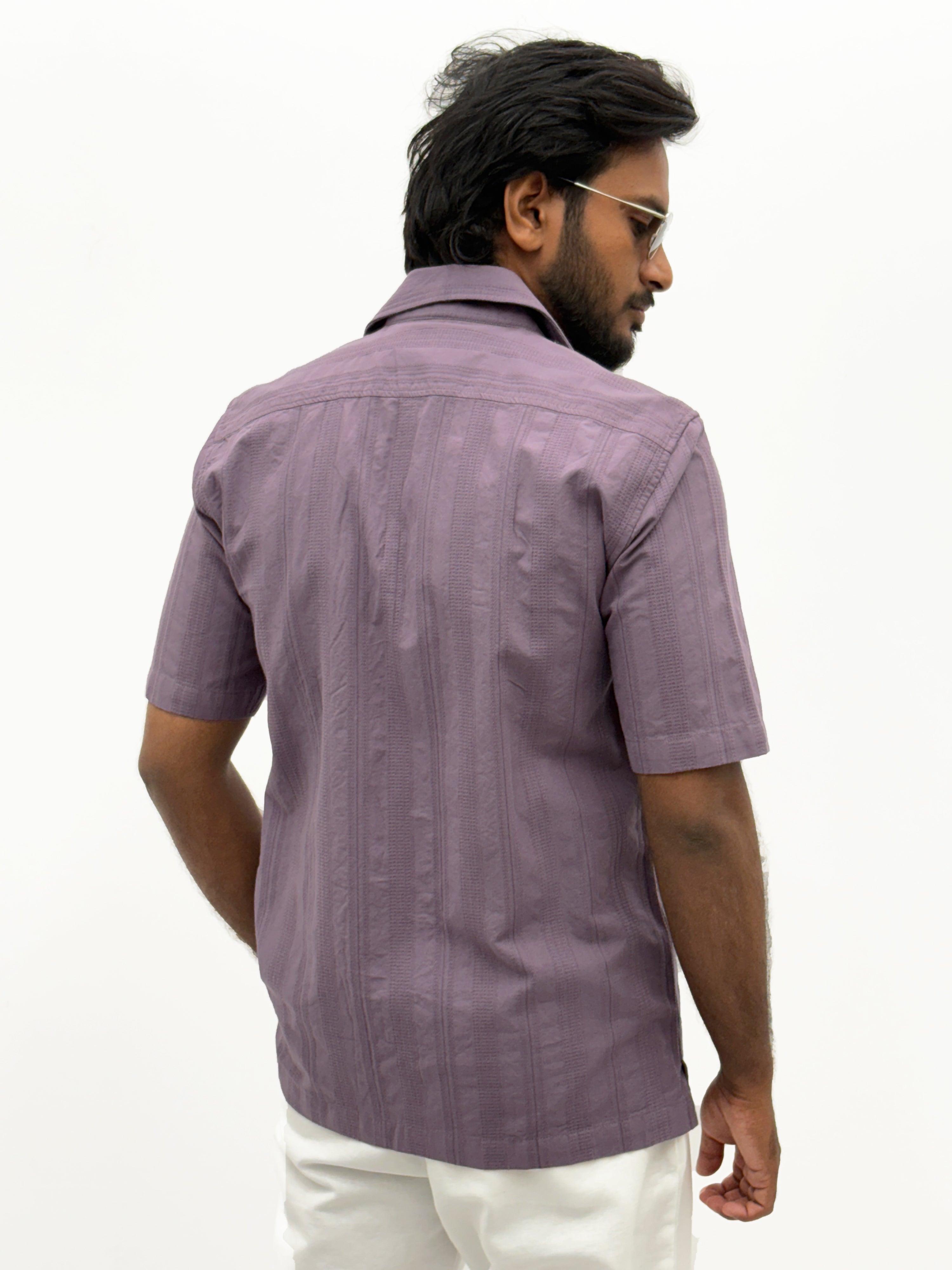 Lavender Half Sleeve Textured Shirt