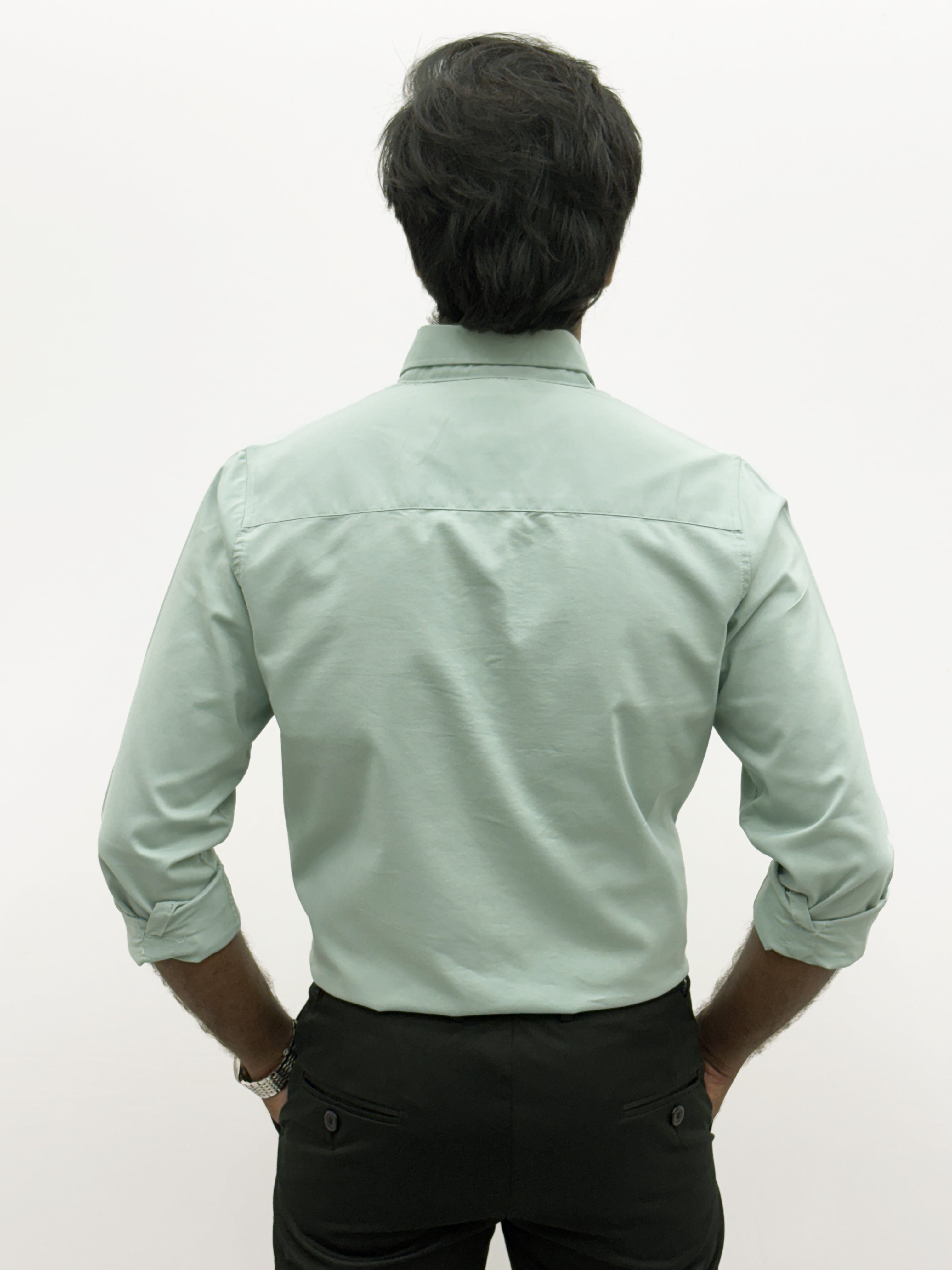 Light Green Plain Oxford Shirt