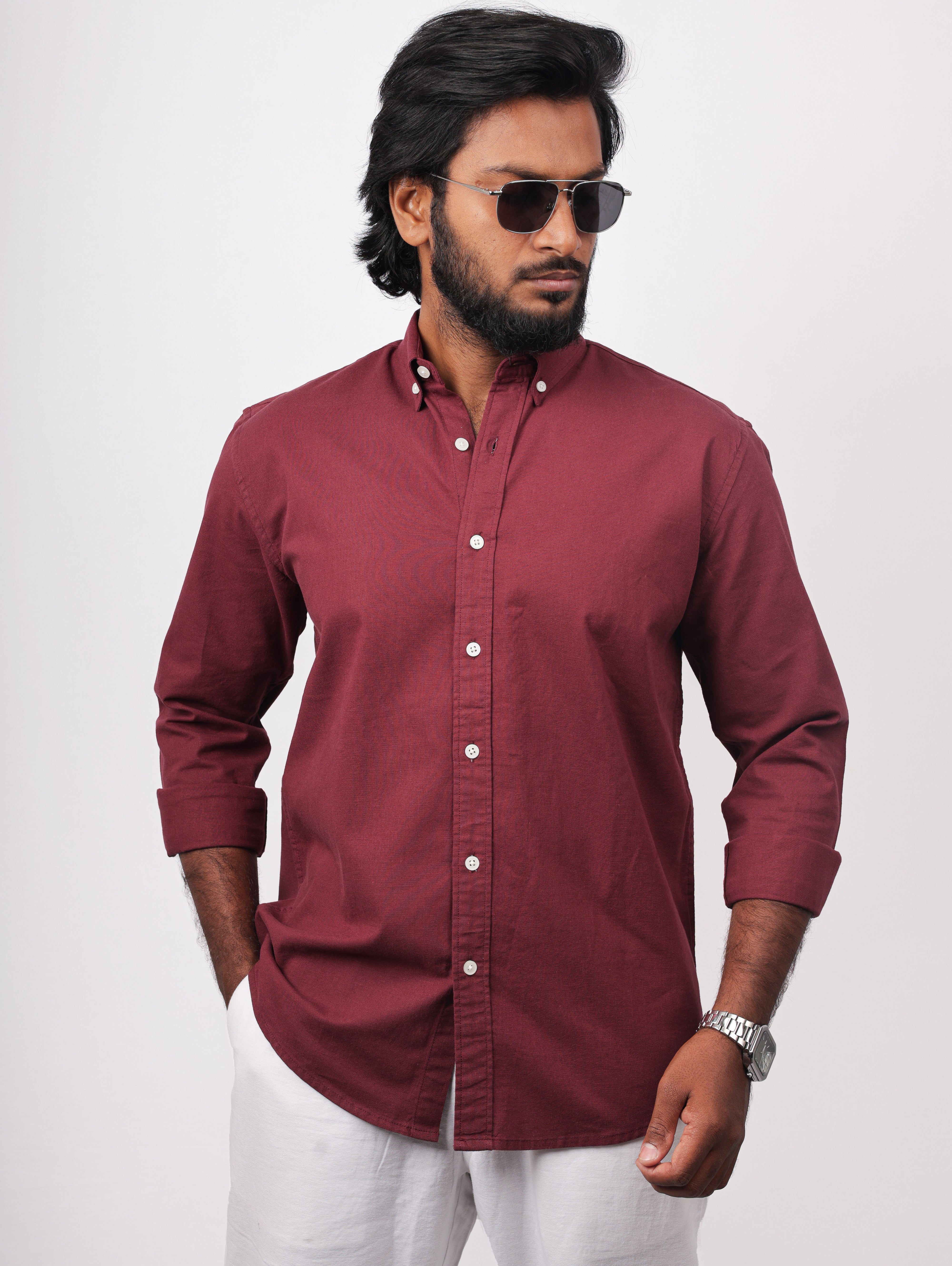 Maroon Linen Shirt