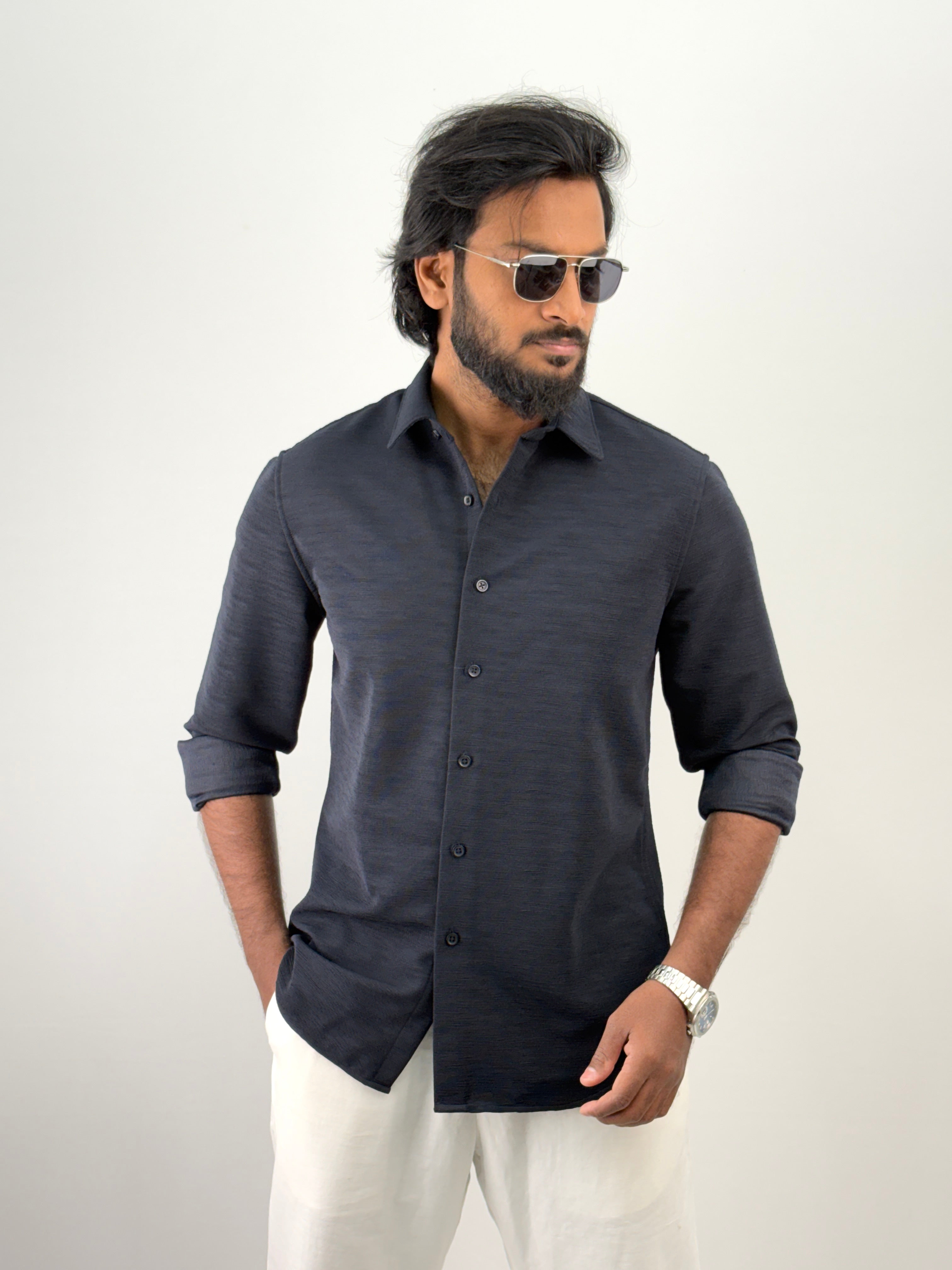 Navy Textured Shirt