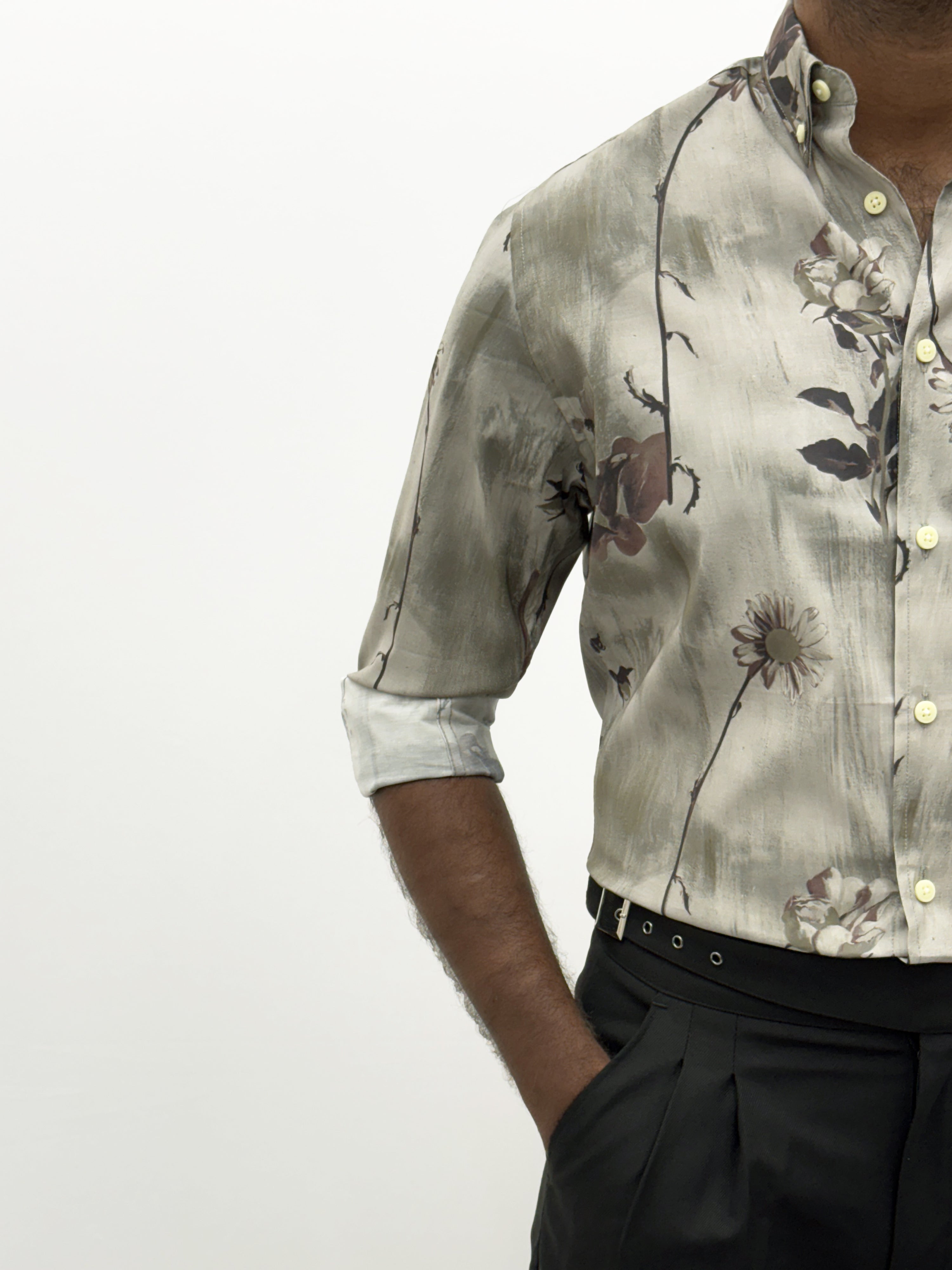 Light Olive IMP Retro Printed Shirt