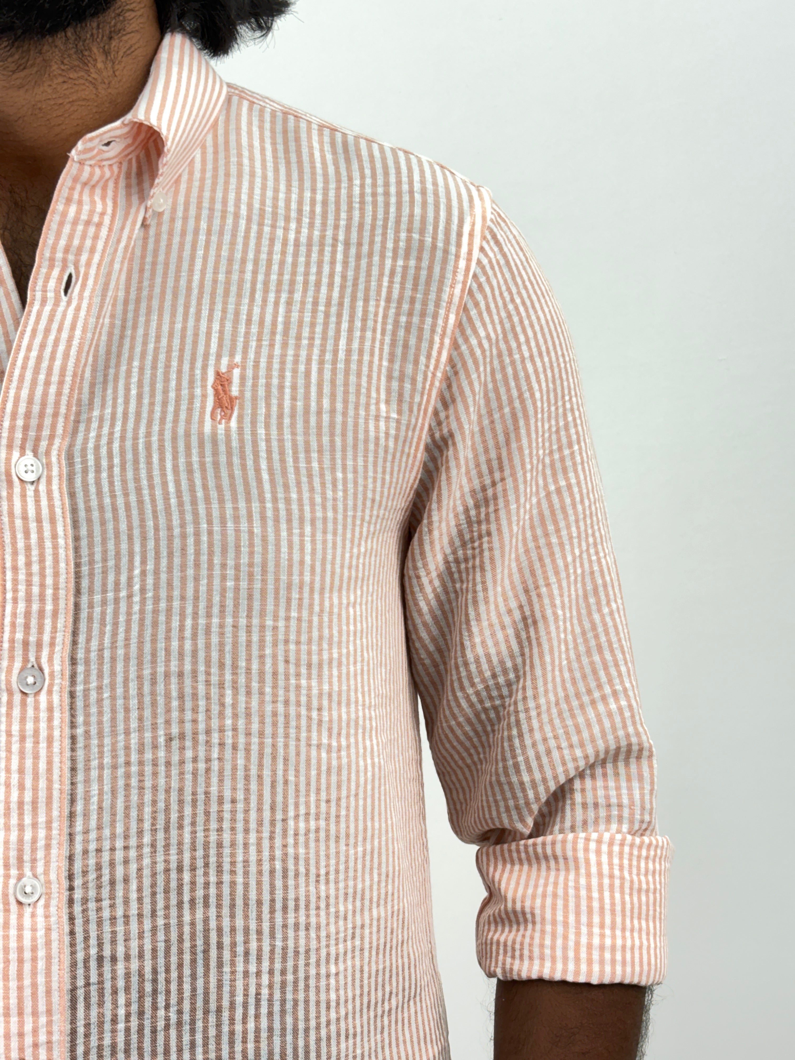 Orange Linen Stripe Shirt