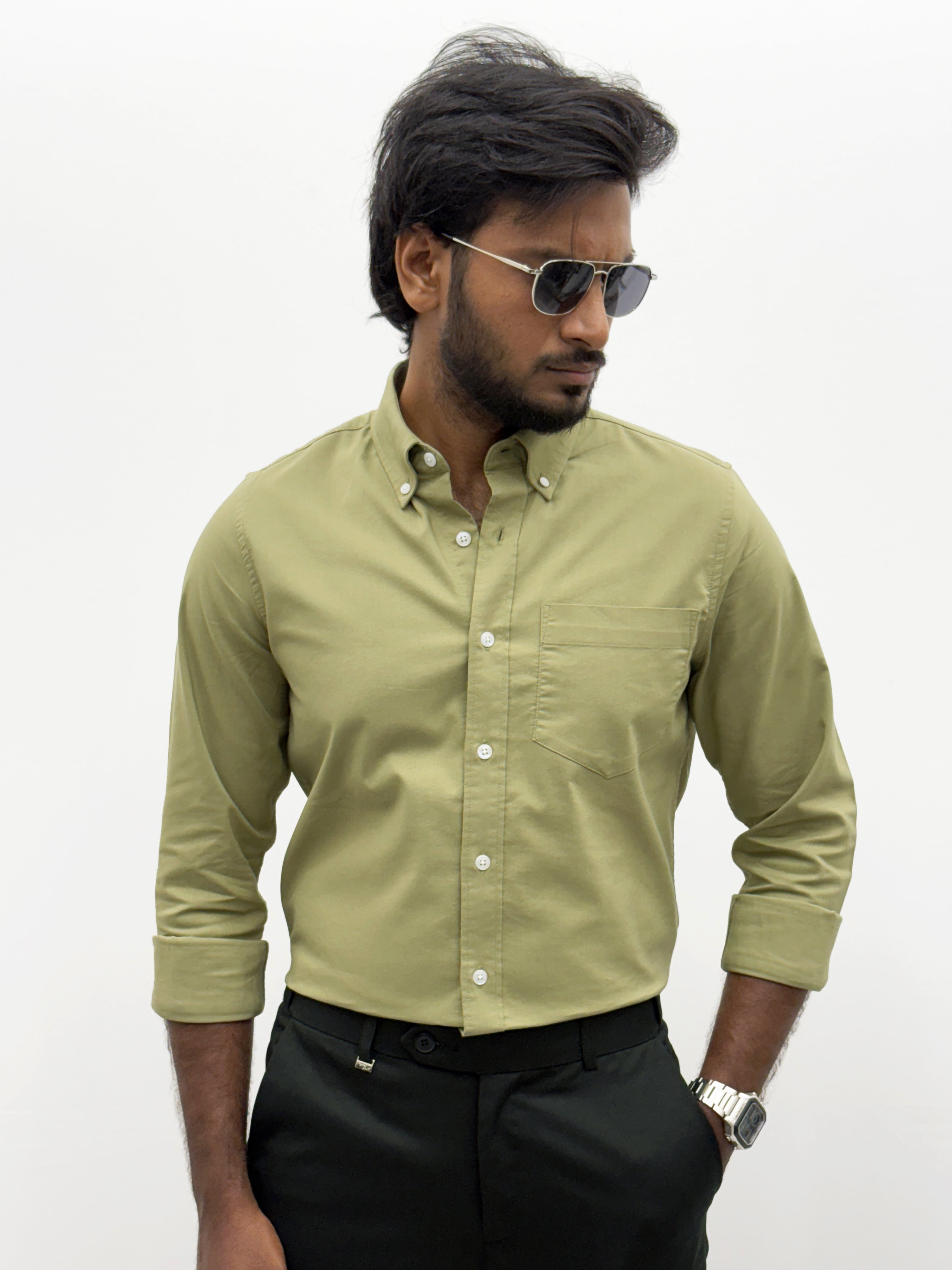 Pale Green Plain Oxford Shirt