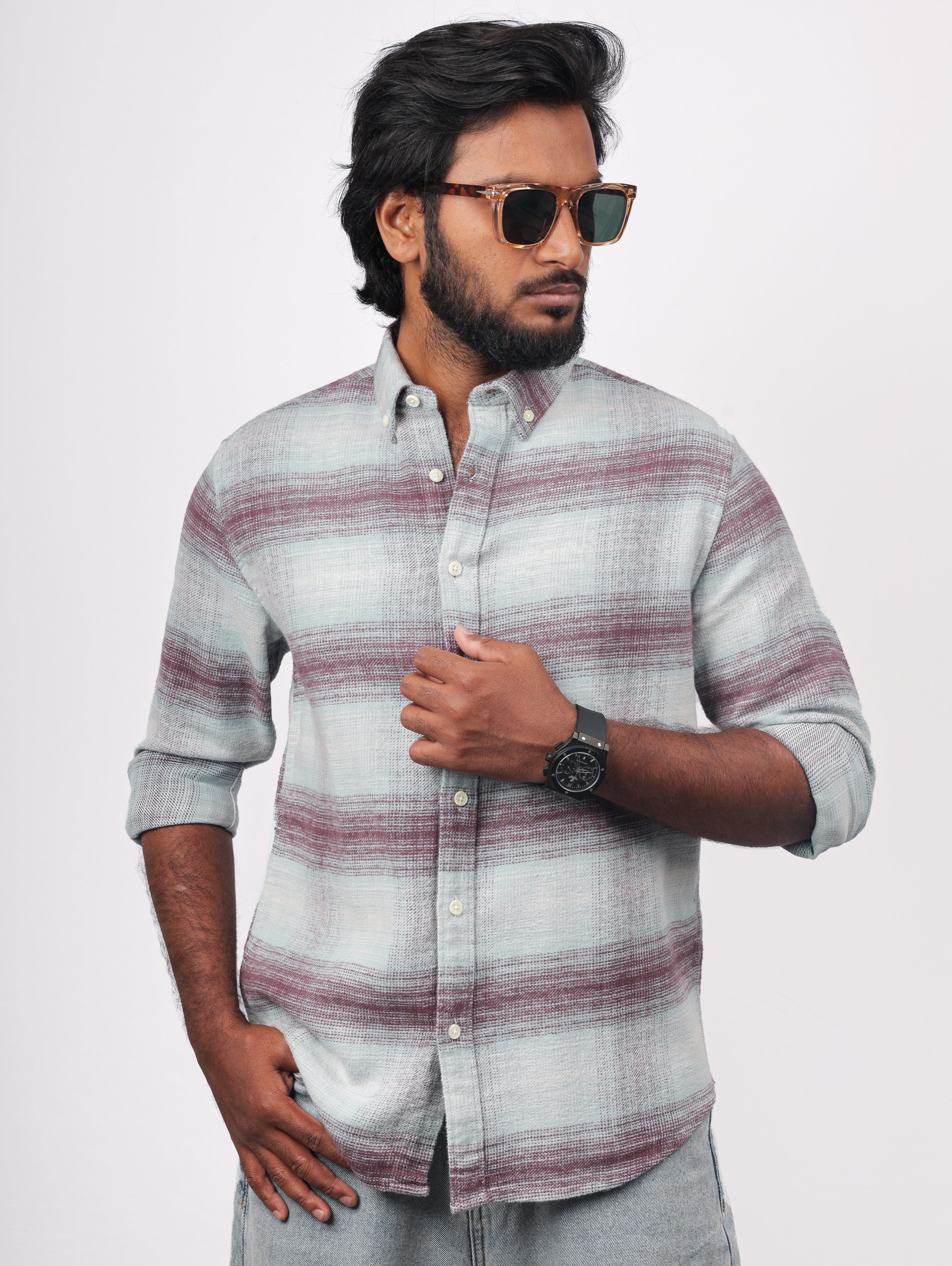 Purple Blue Flannel Shirt