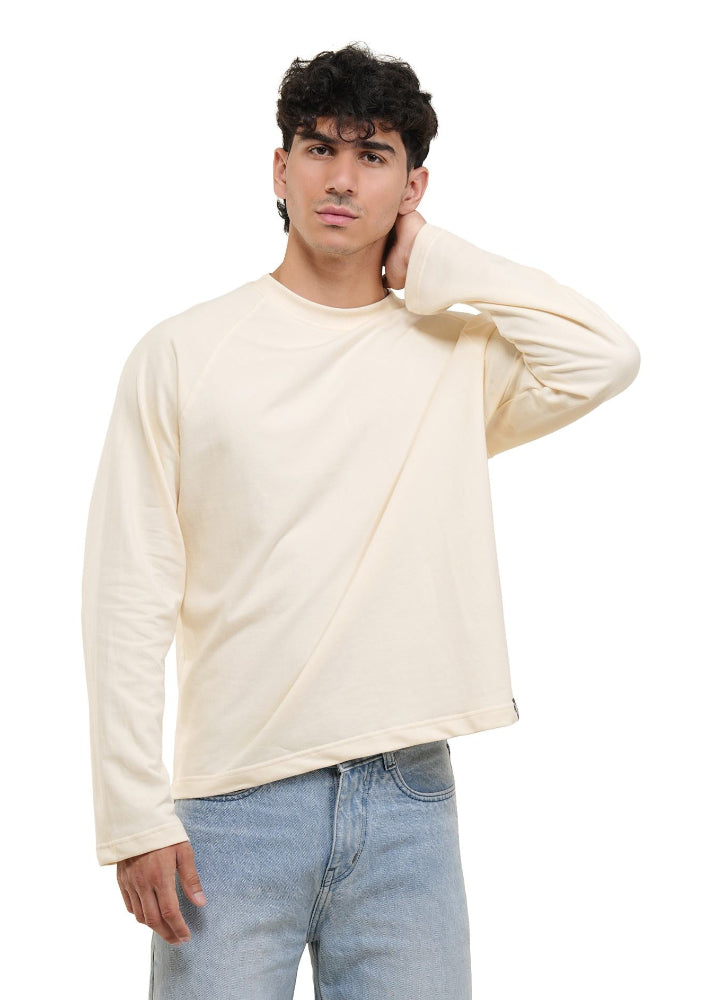 Cream Cropped Raglan Tee