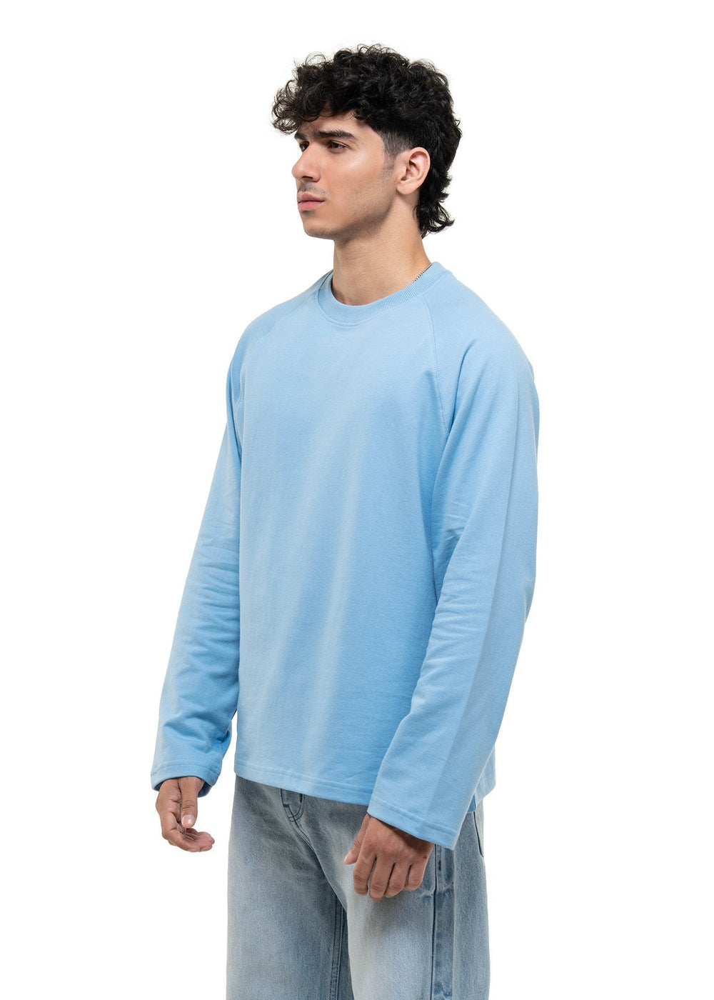 Sky Blue Cropped Raglan Tee