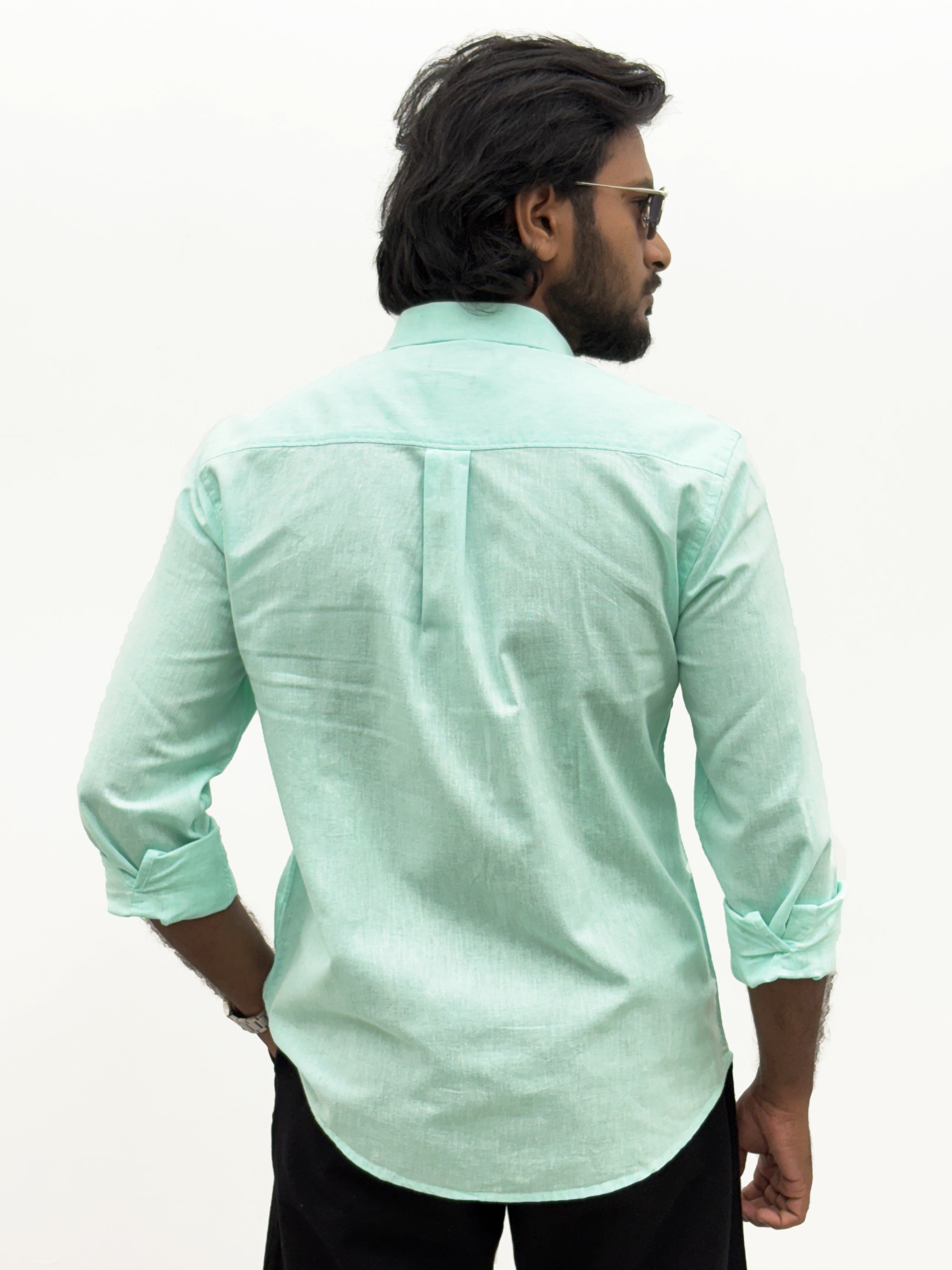 Aqua Green Linen Shirt