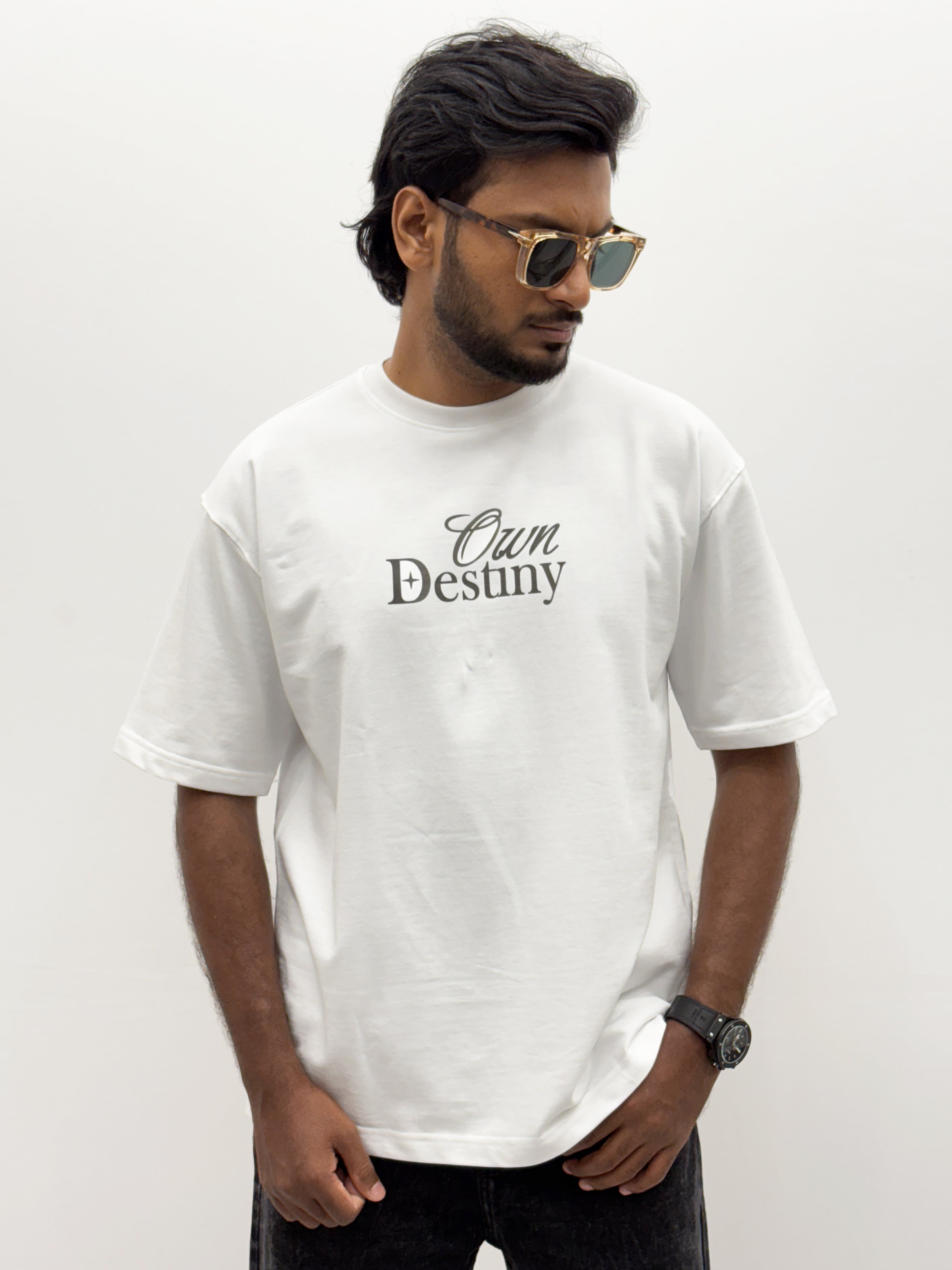 White Oversize Back Print T-Shirt