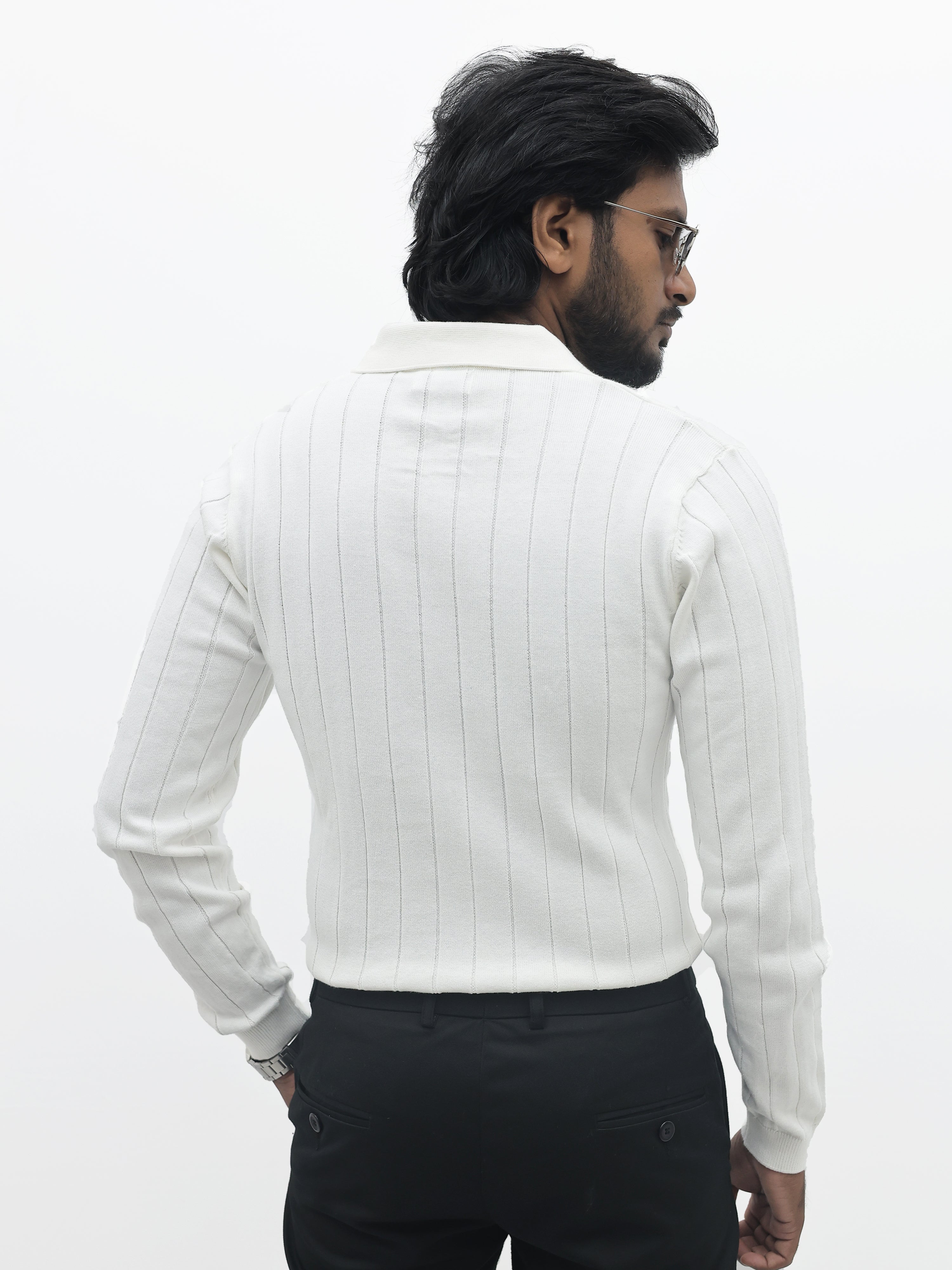 White Zipper Polo T-Shirt