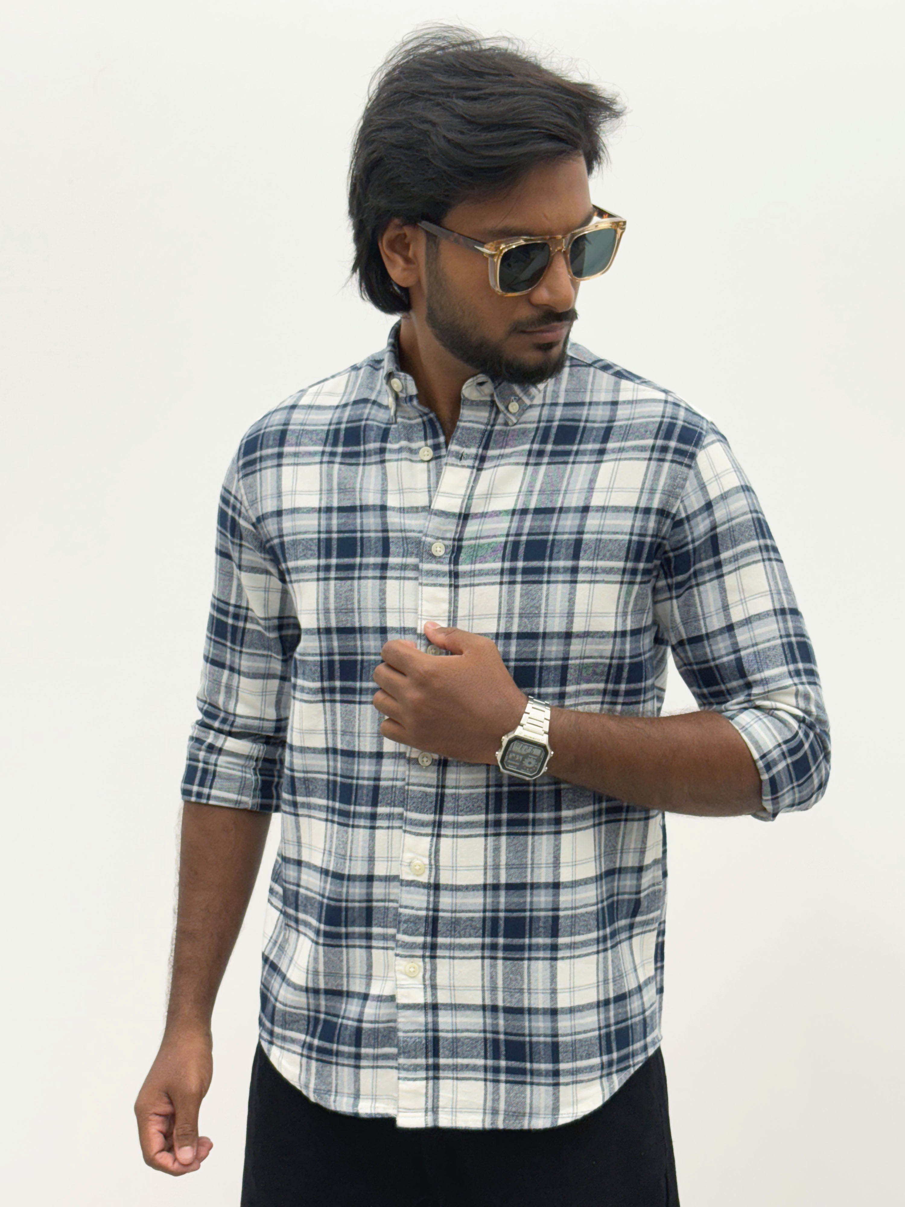 White Blue Flannel Shirt