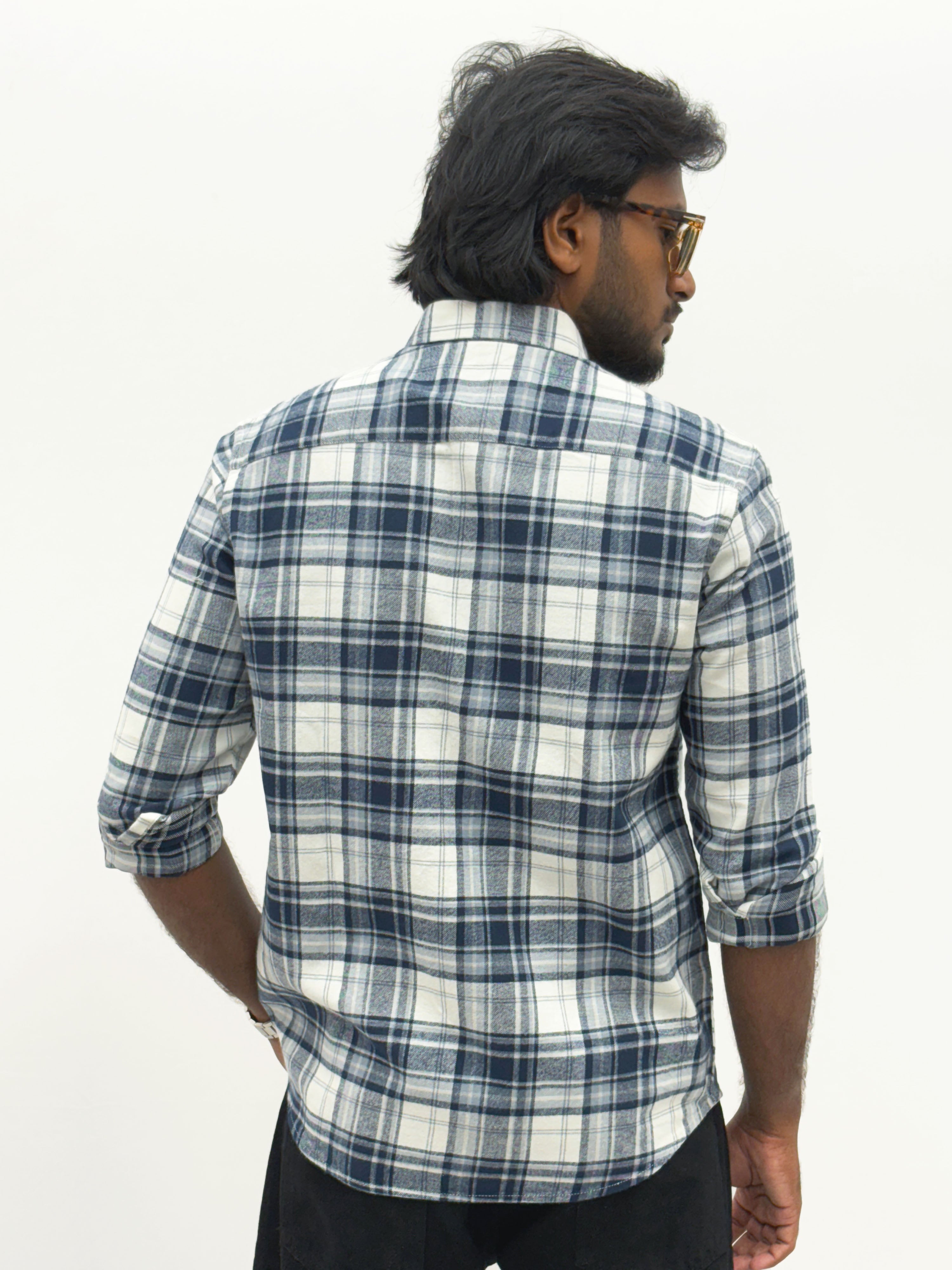 White Blue Flannel Shirt