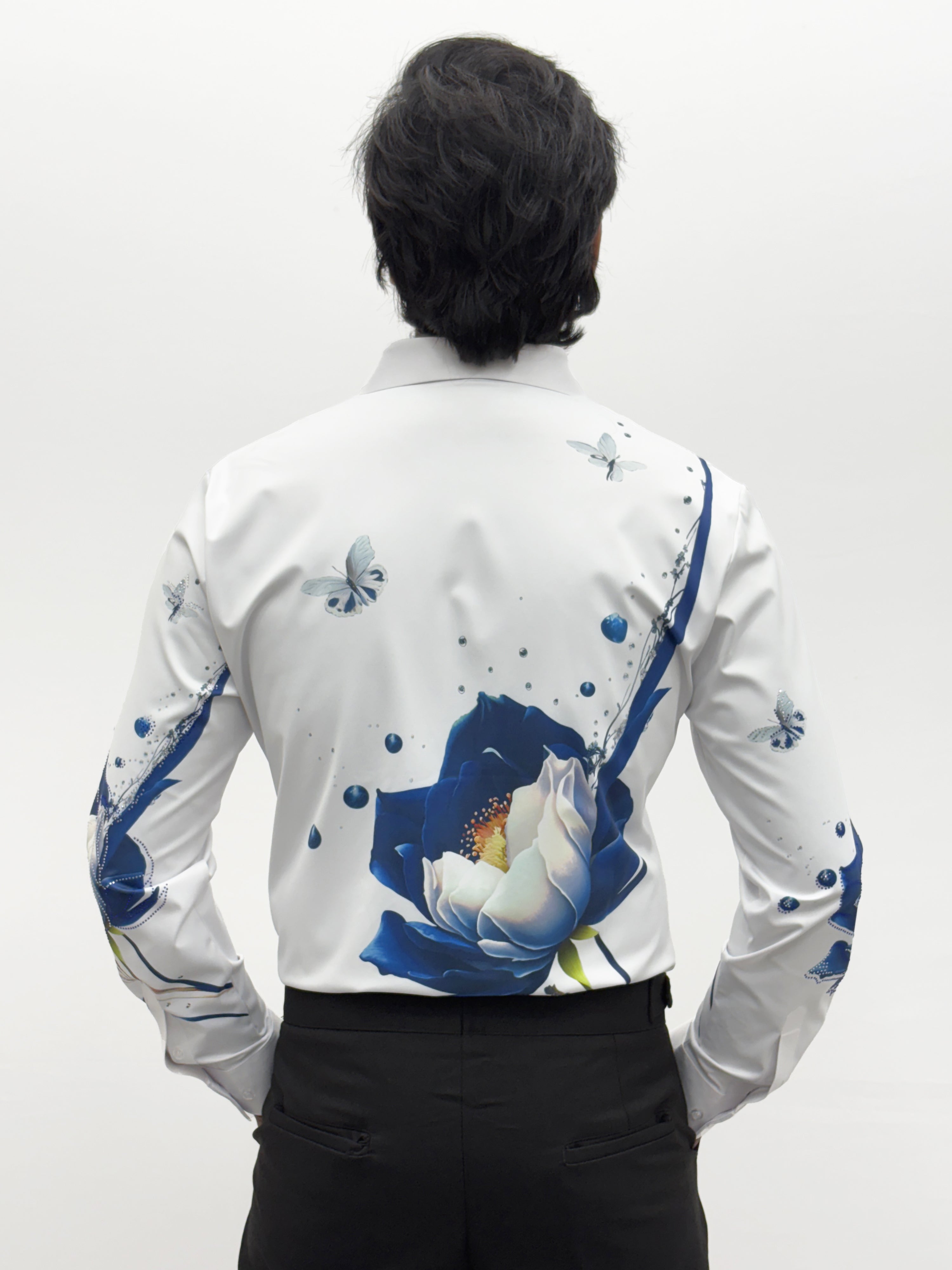 White Blue IMP Designer Stone Work Shirt