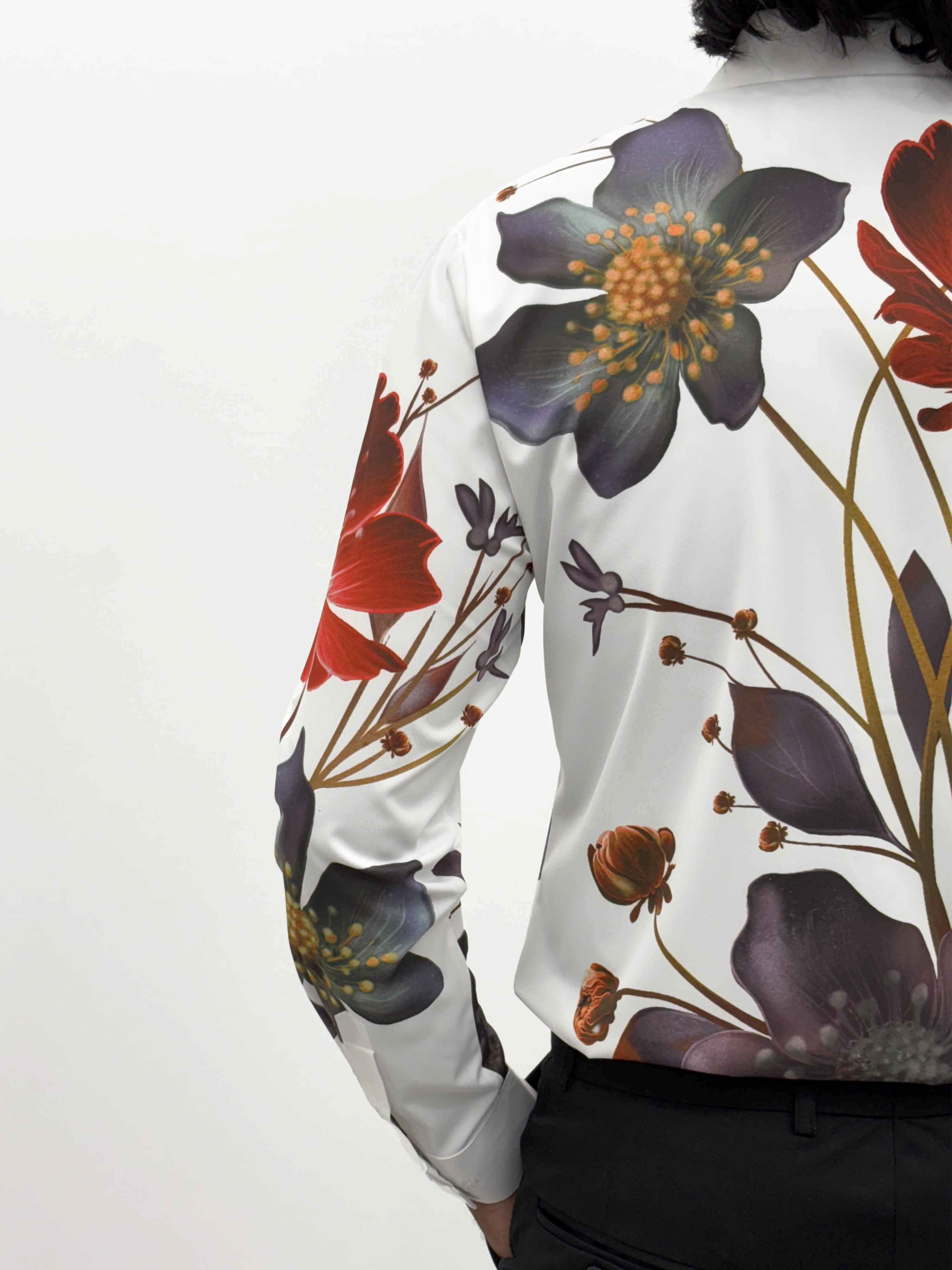 White Red IMP Stone Work Designer Shirt