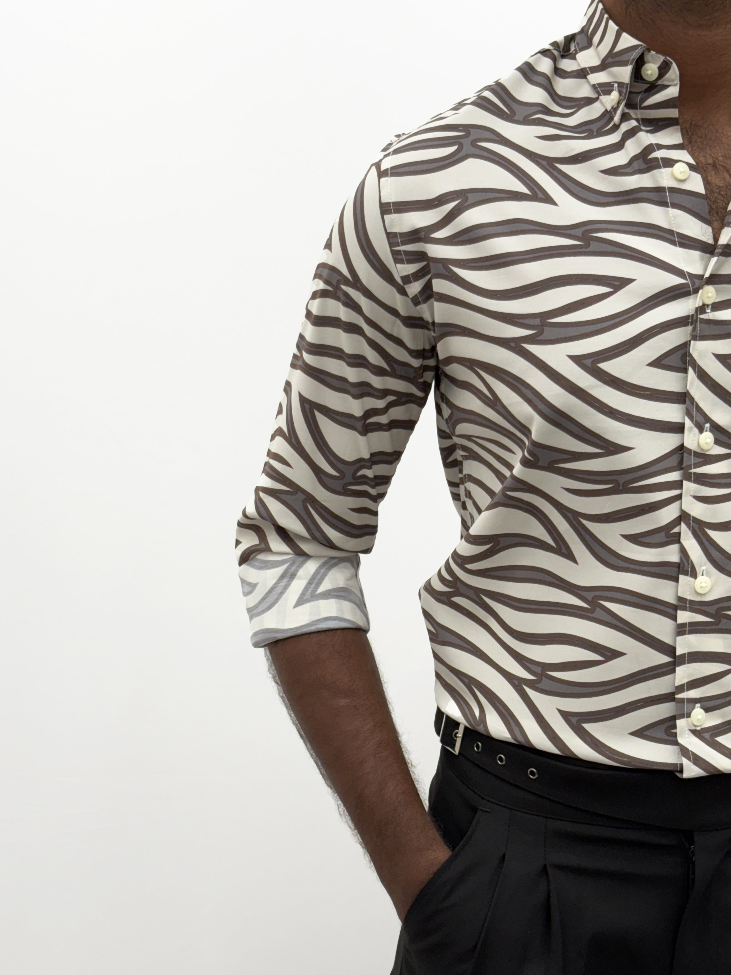 White Brown IMP Retro Printed Shirt