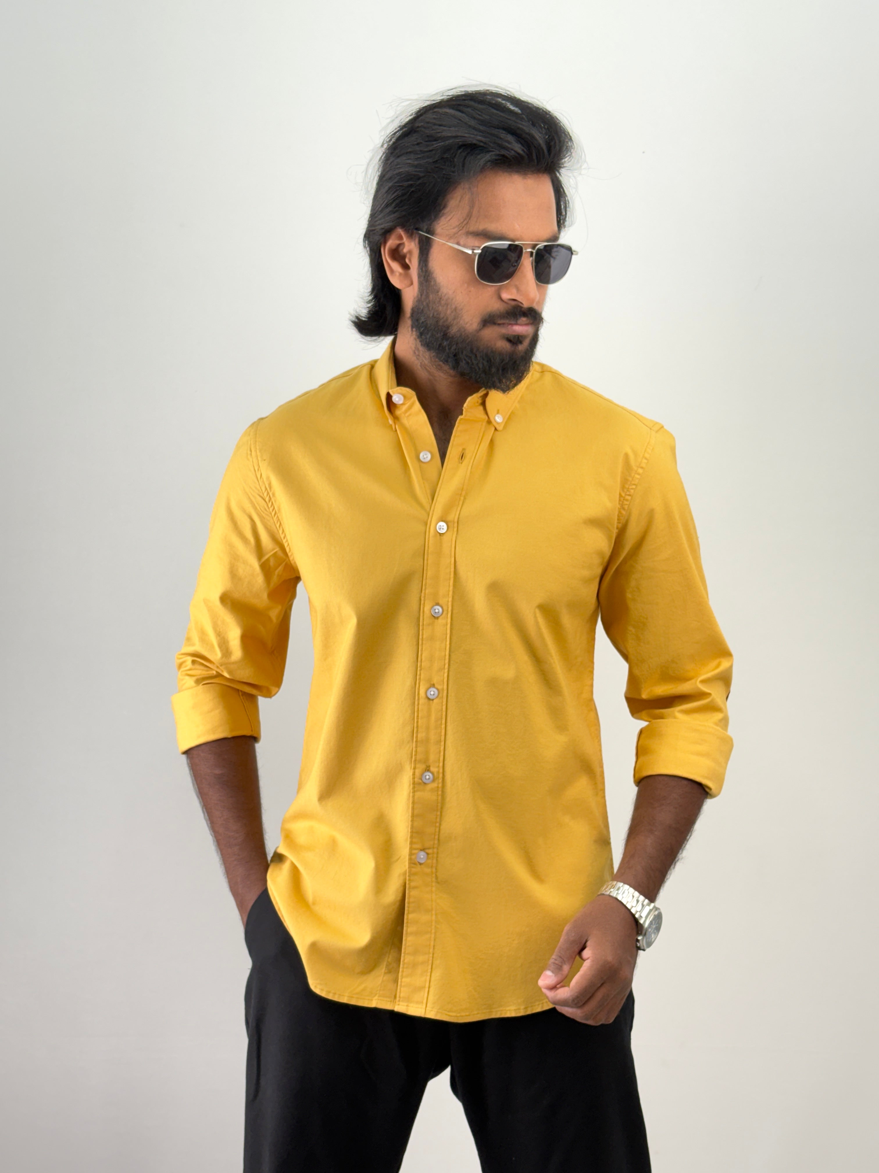 Yellow Elbow Patch Shirt