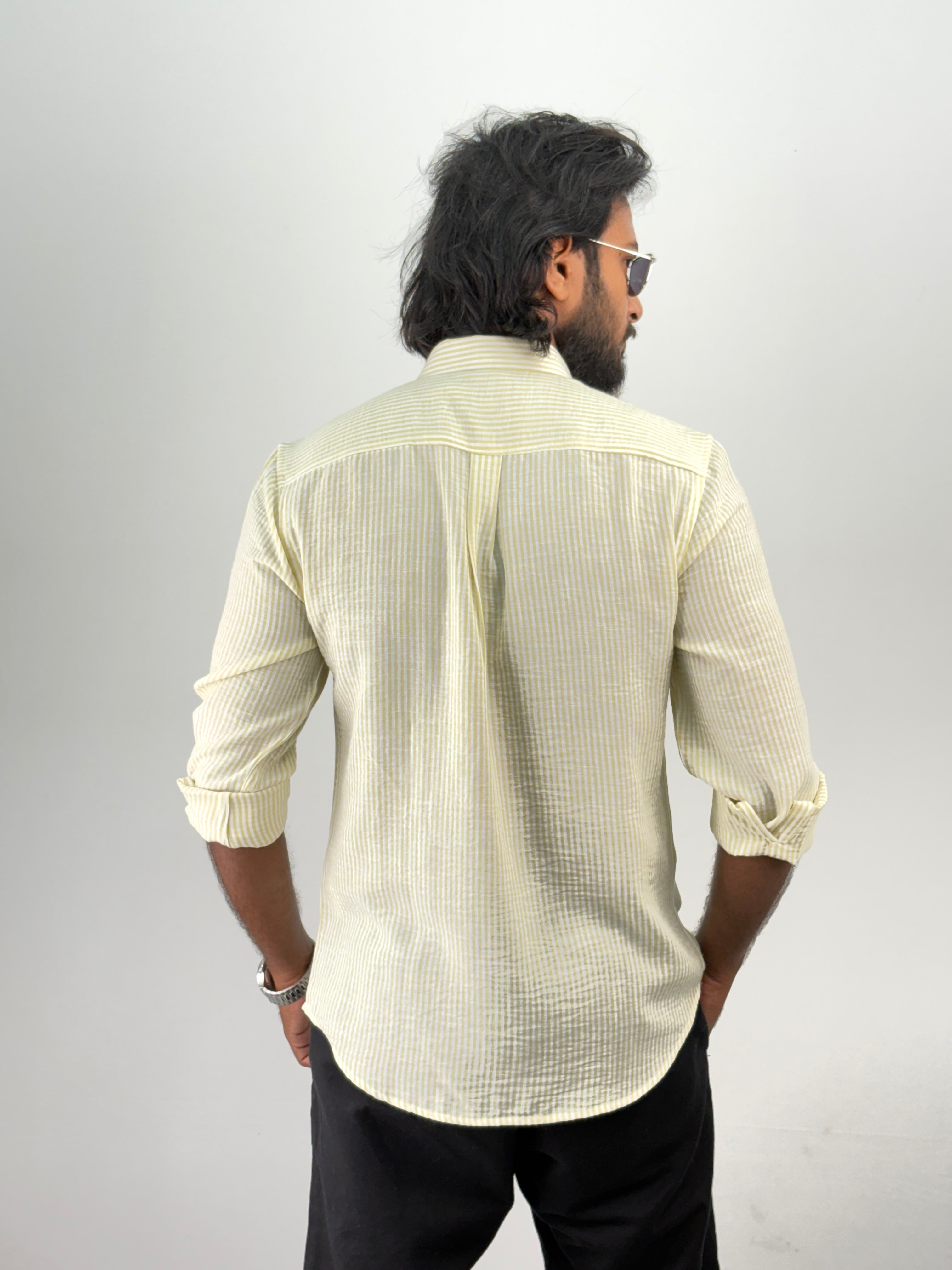 Yellow Linen Stripe Shirt